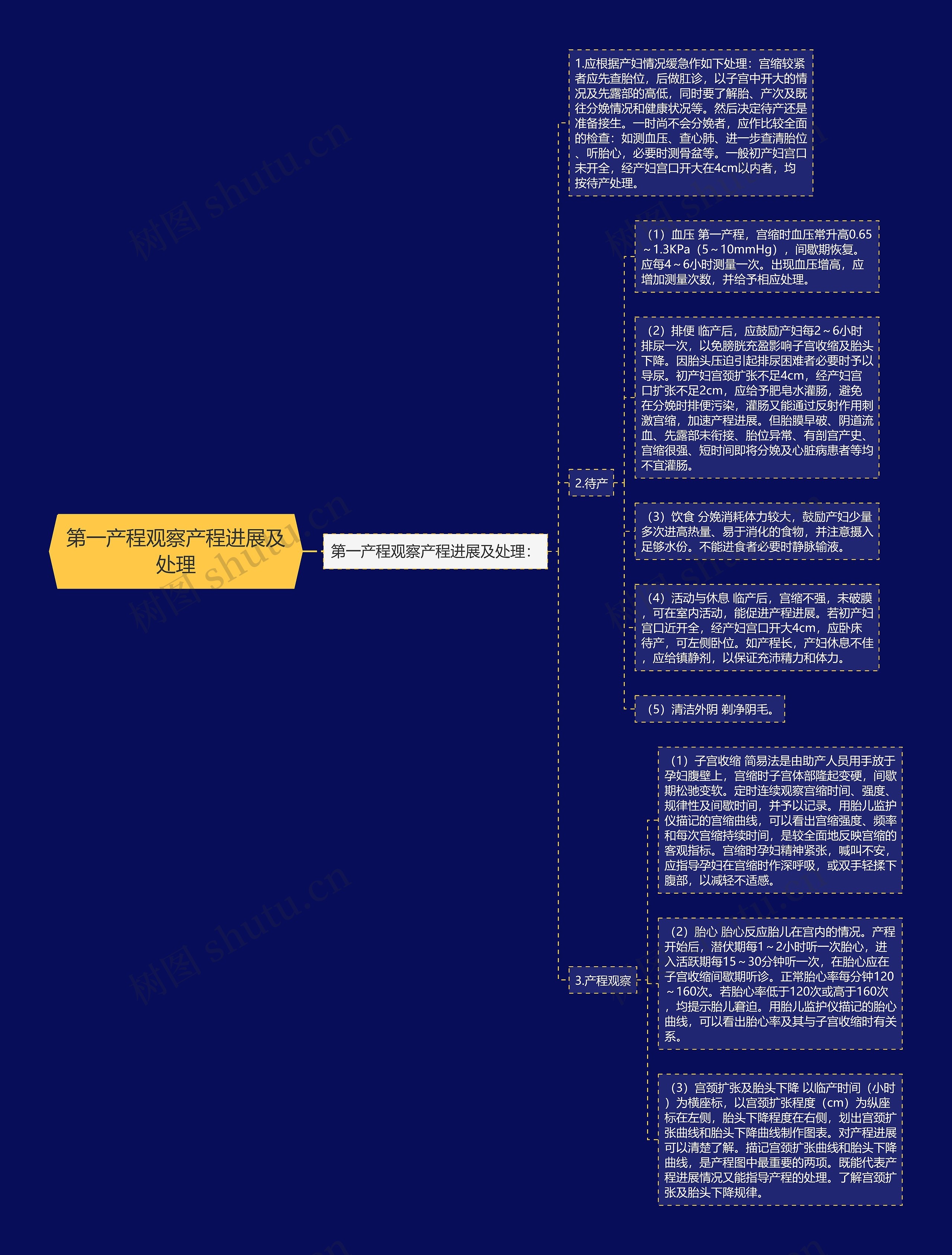 第一产程观察产程进展及处理思维导图