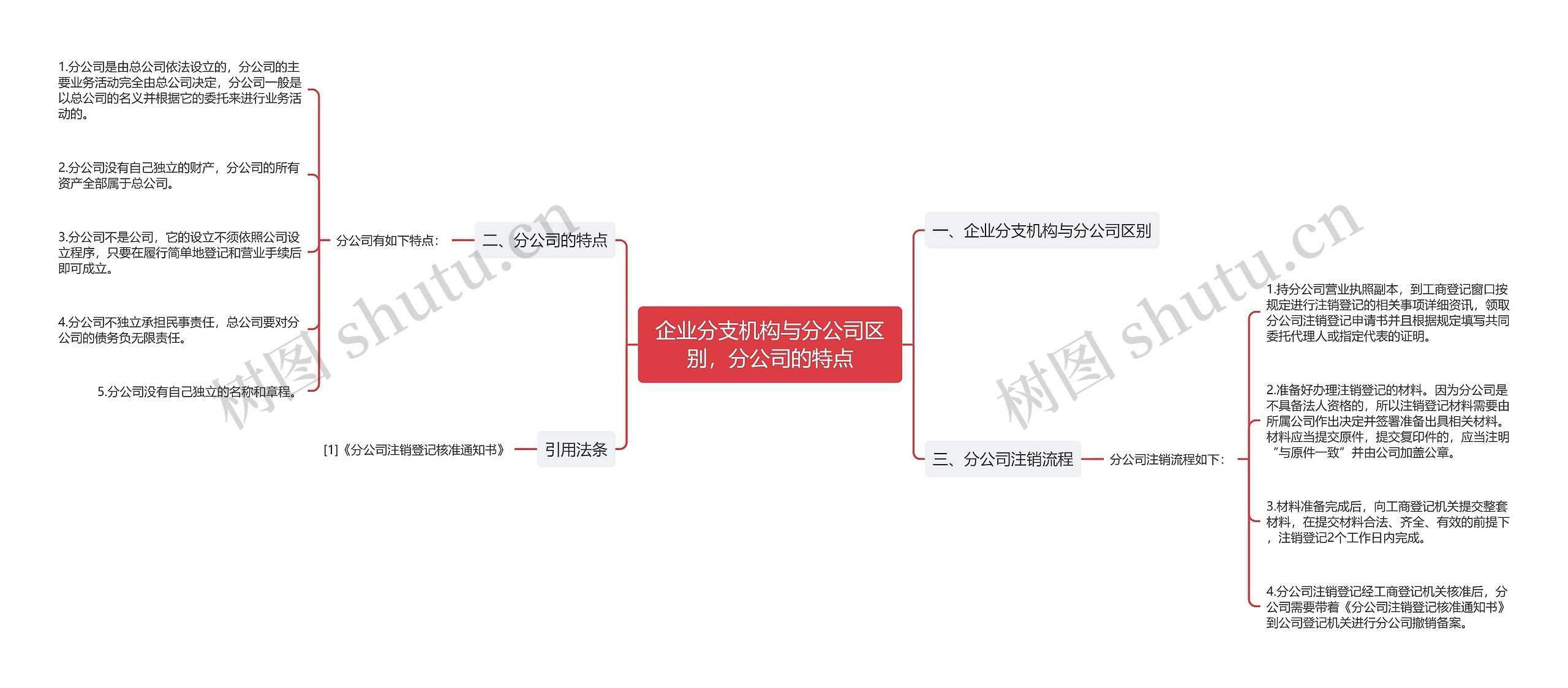 企业分支机构与分公司区别，分公司的特点思维导图