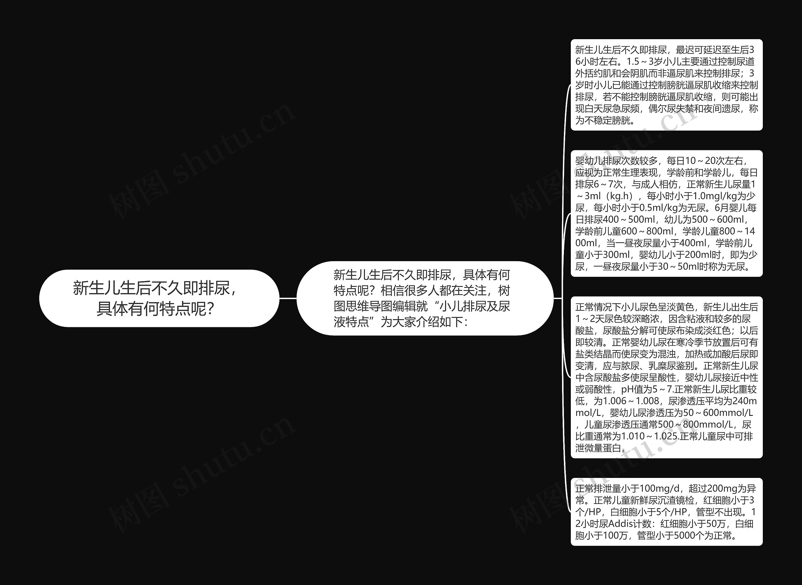 新生儿生后不久即排尿，具体有何特点呢？思维导图