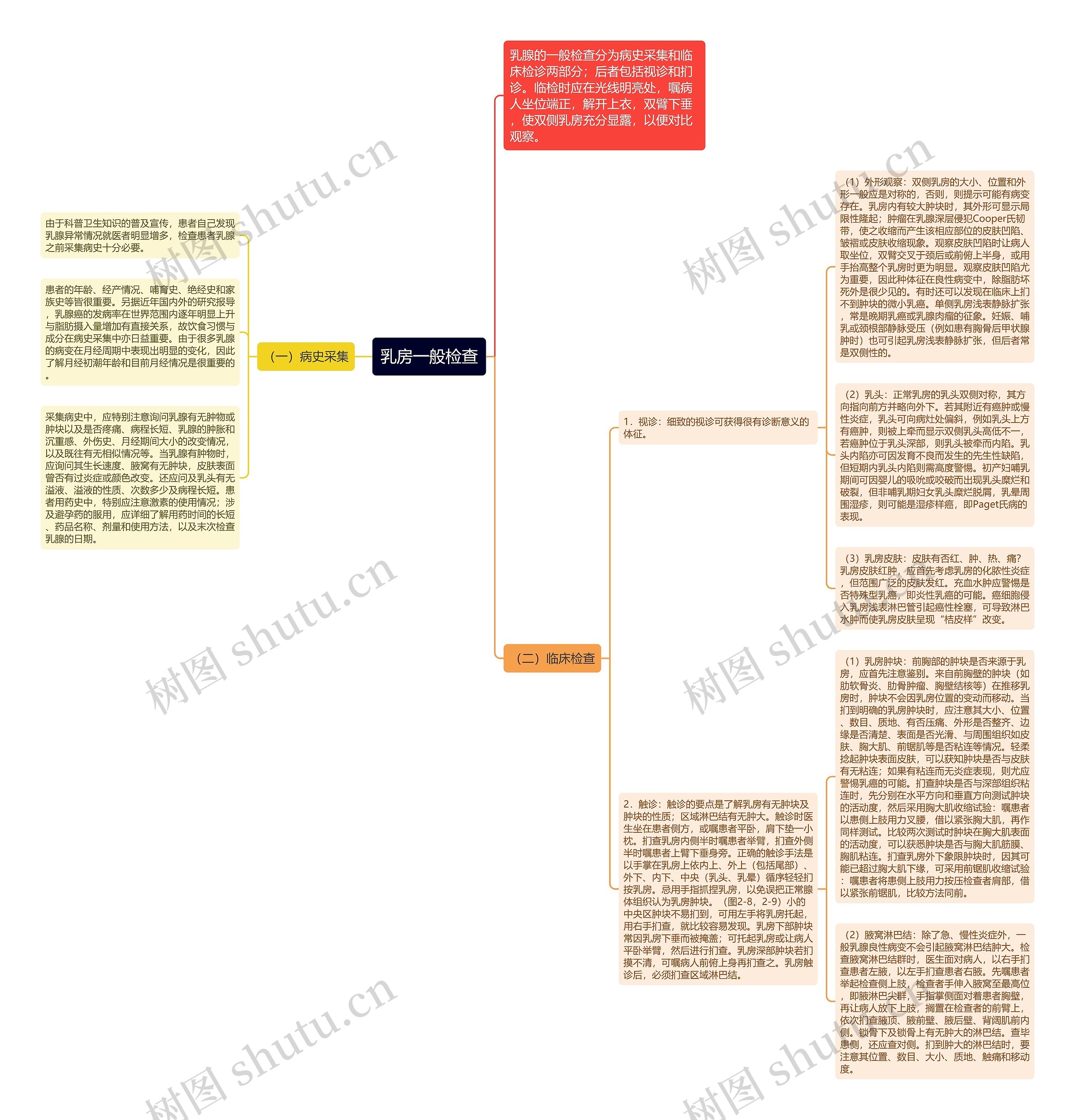 乳房一般检查思维导图