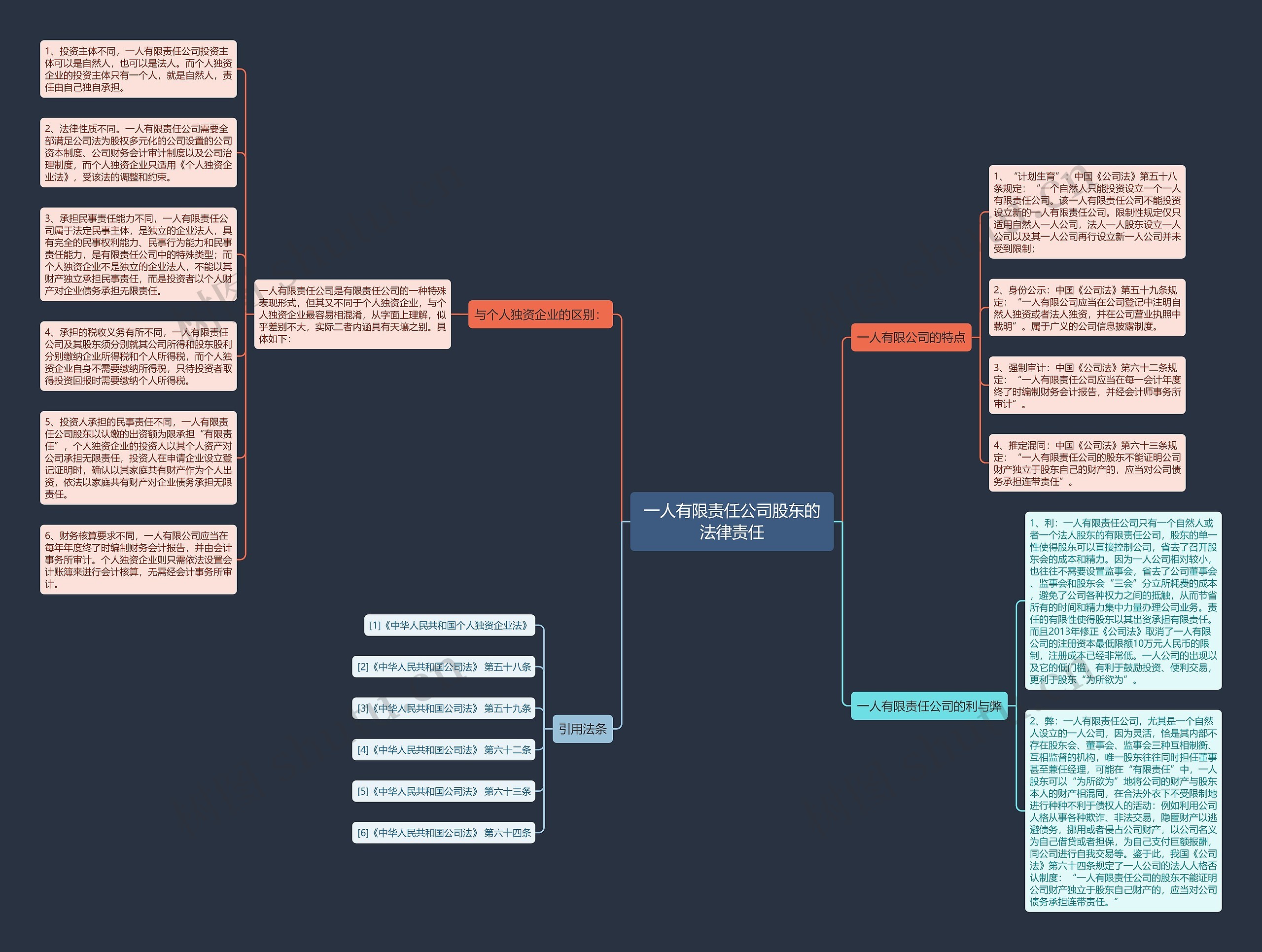 一人有限责任公司股东的法律责任思维导图