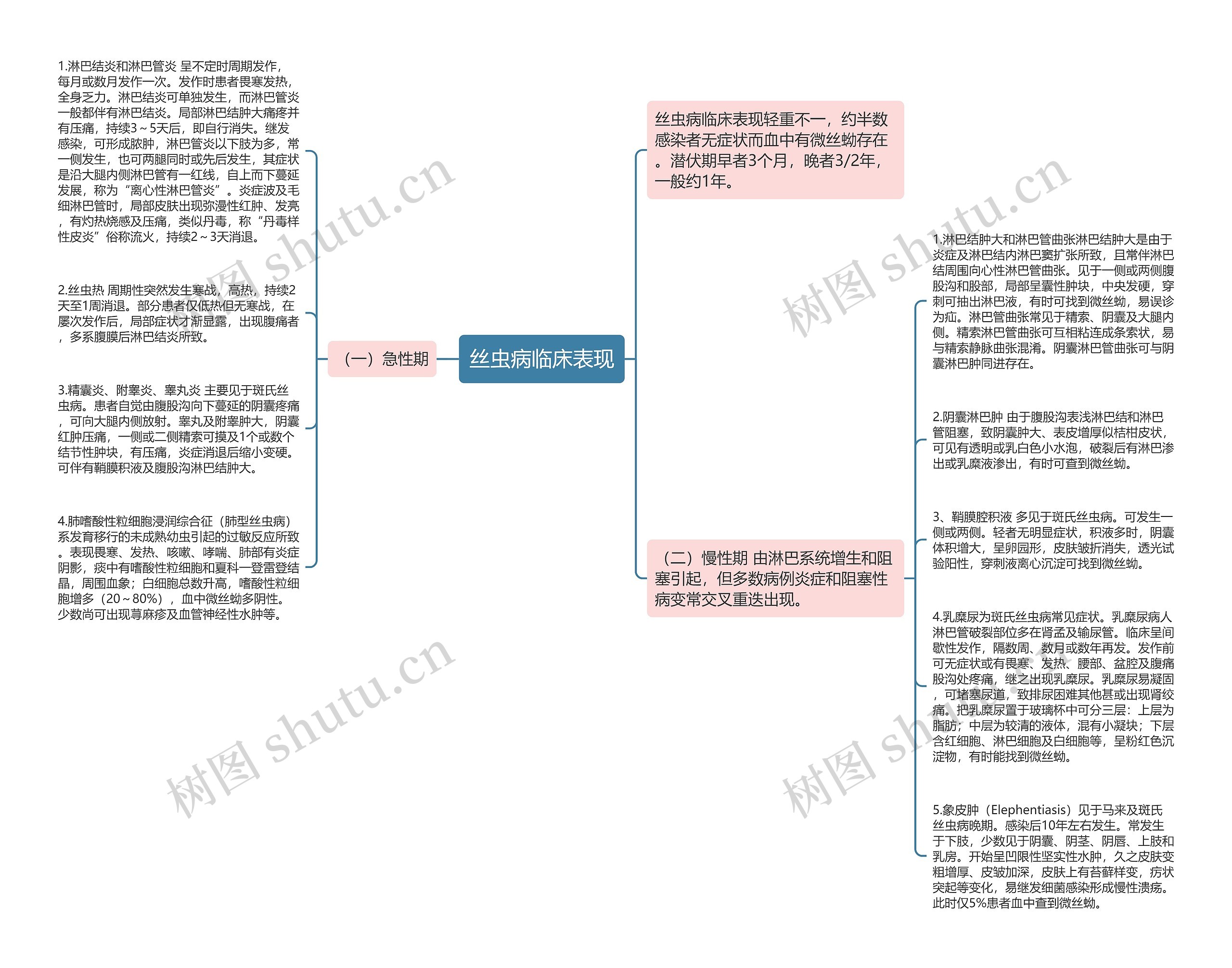 丝虫病临床表现思维导图