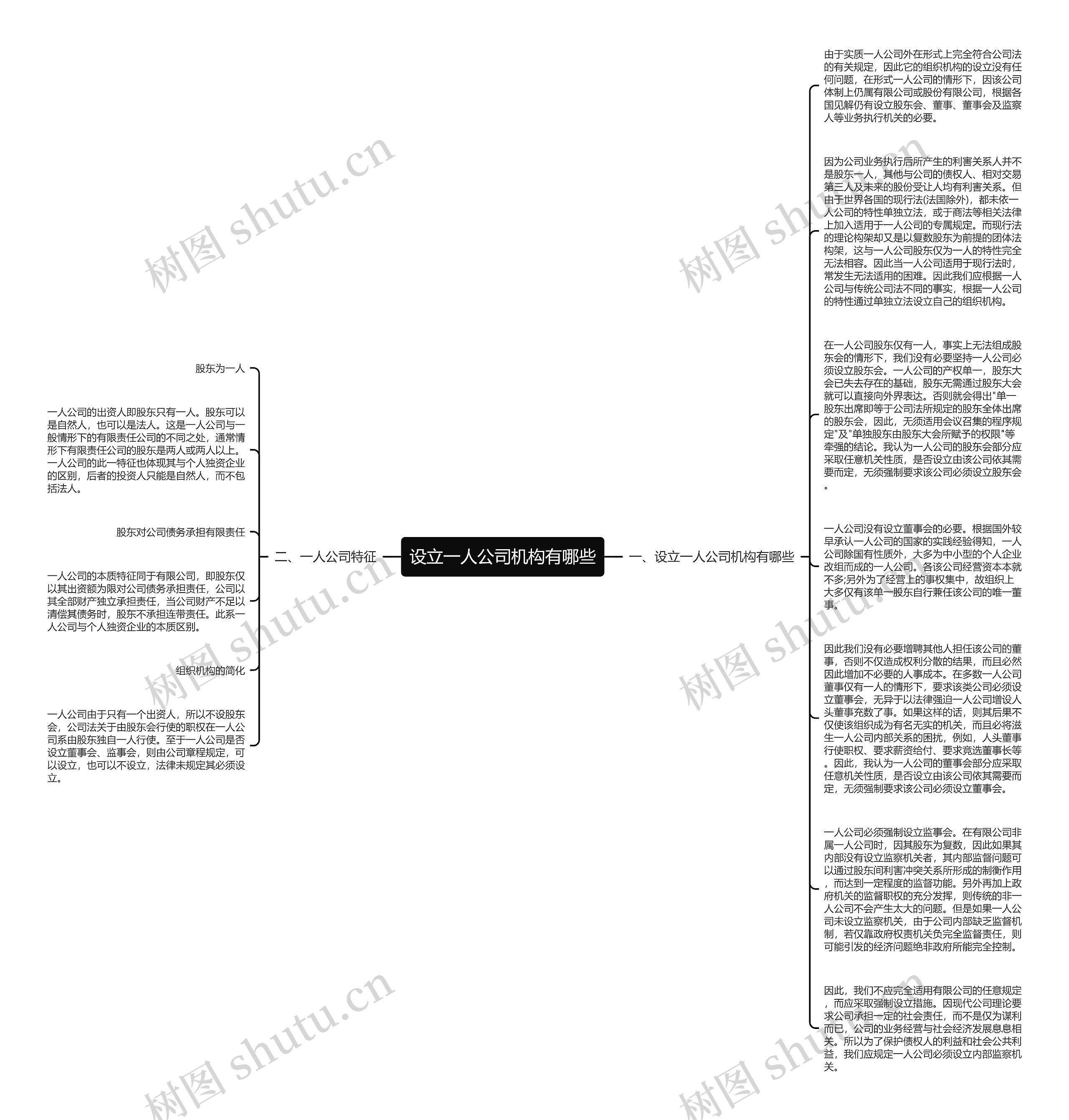 设立一人公司机构有哪些思维导图