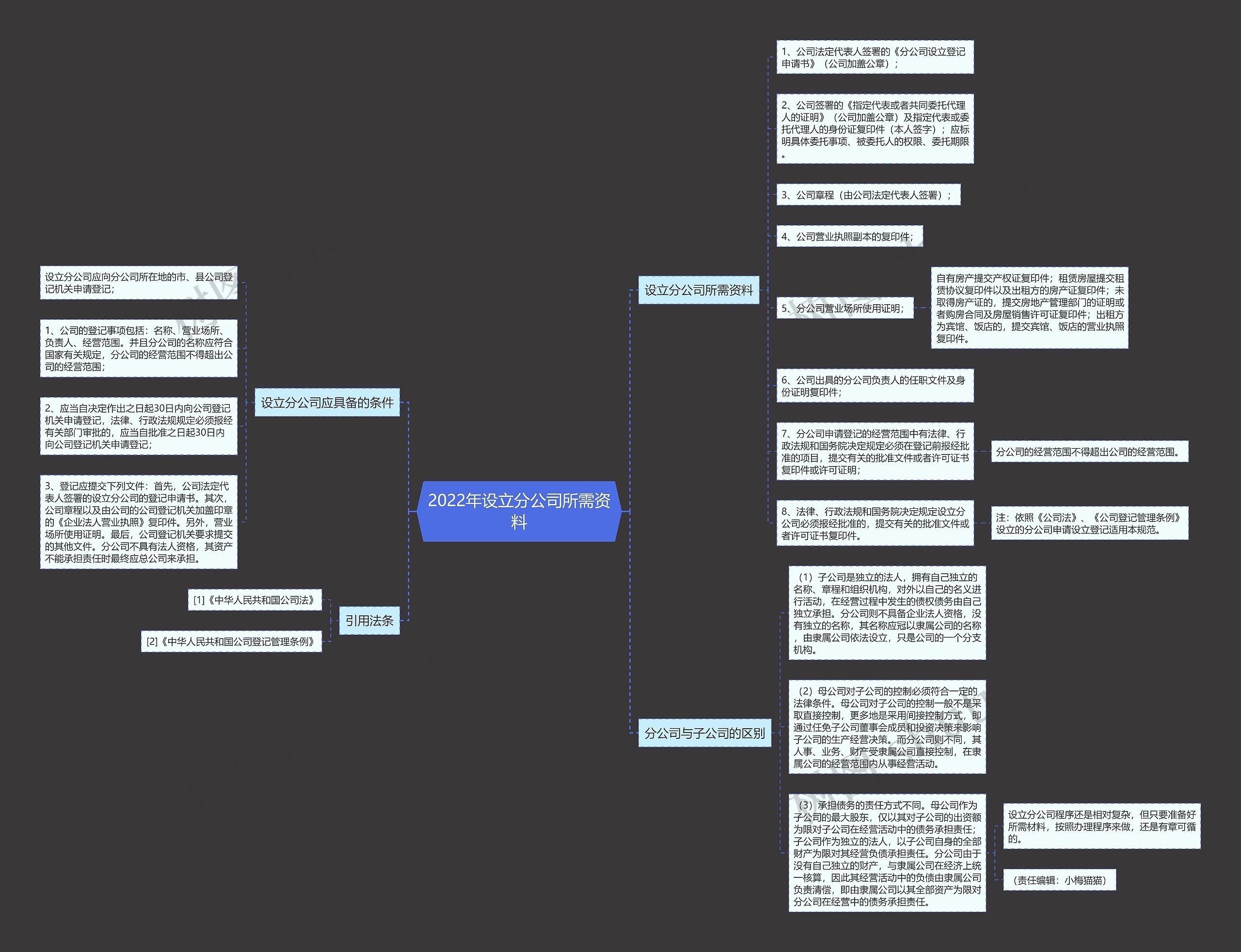 2022年设立分公司所需资料 2022年设立分公司所需资料