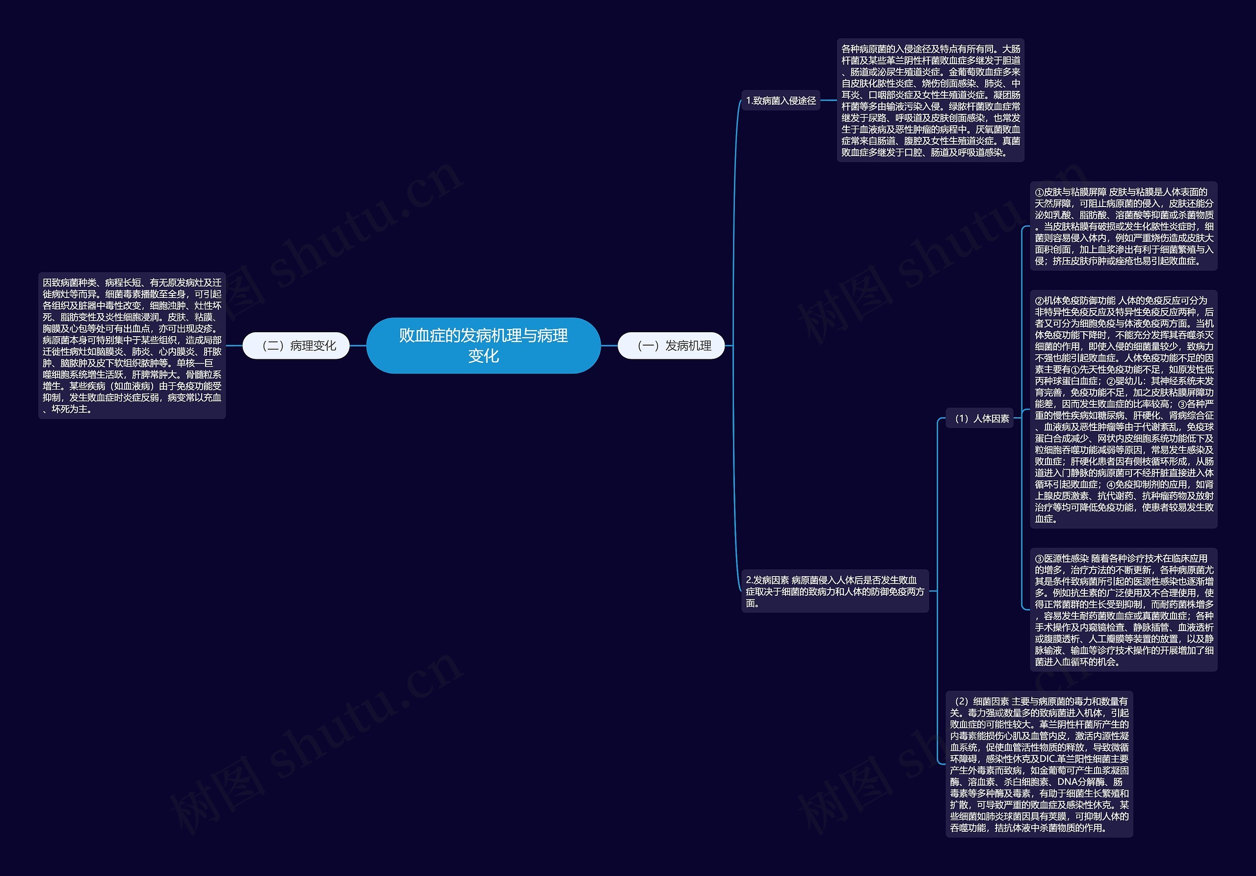 败血症的发病机理与病理变化思维导图