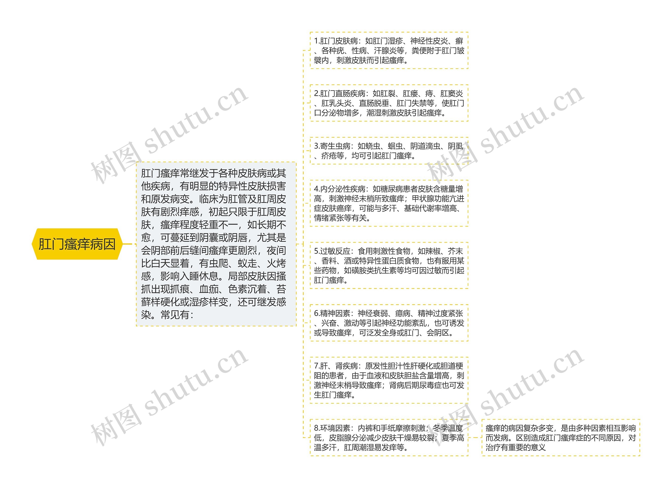 肛门瘙痒病因思维导图