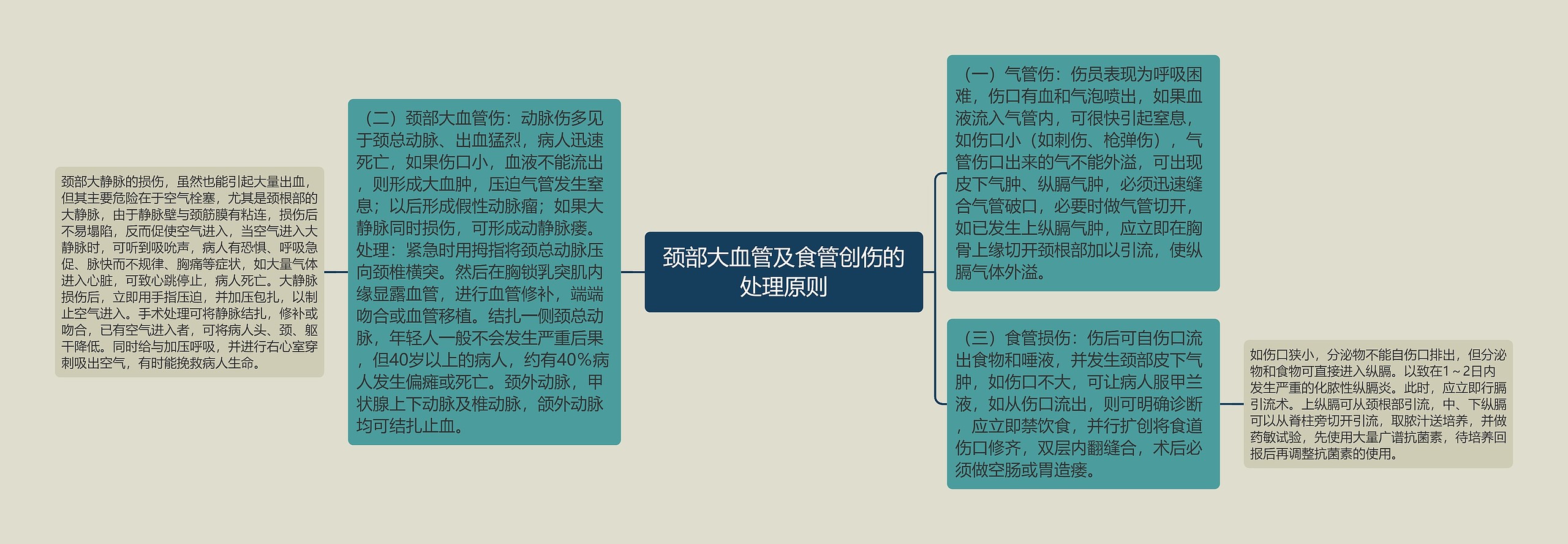 颈部大血管及食管创伤的处理原则 颈部大血管及食管创伤的处理原则