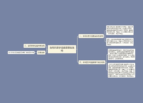 合同只签字没盖章算生效吗