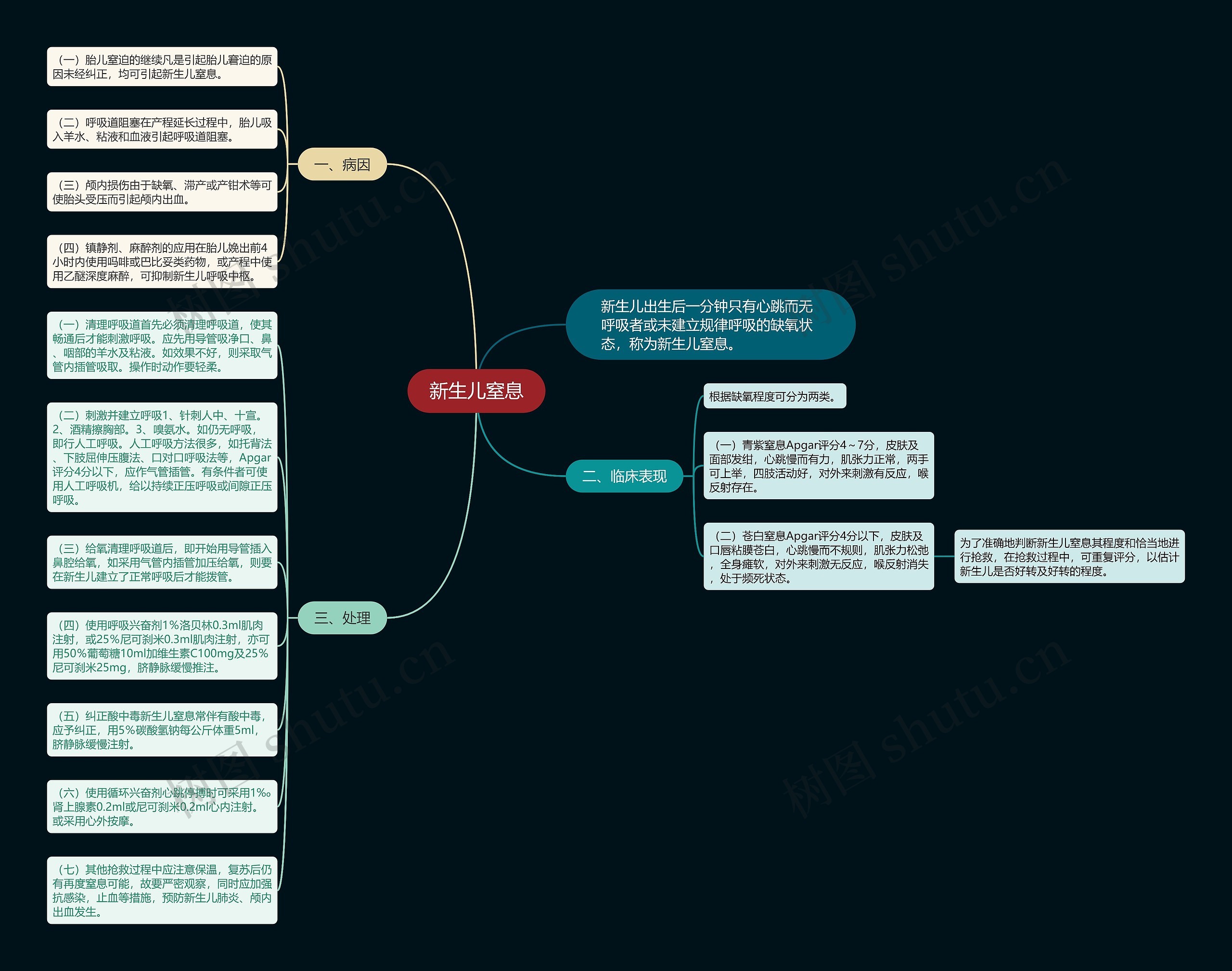 新生儿窒息思维导图高清图 新生儿窒息思维导图