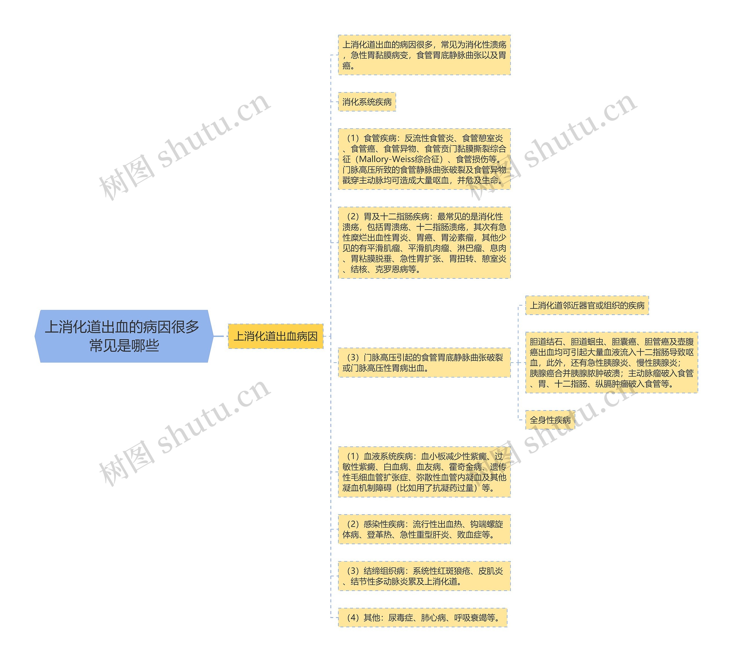 上消化道出血的病因很多 常见是哪些思维导图