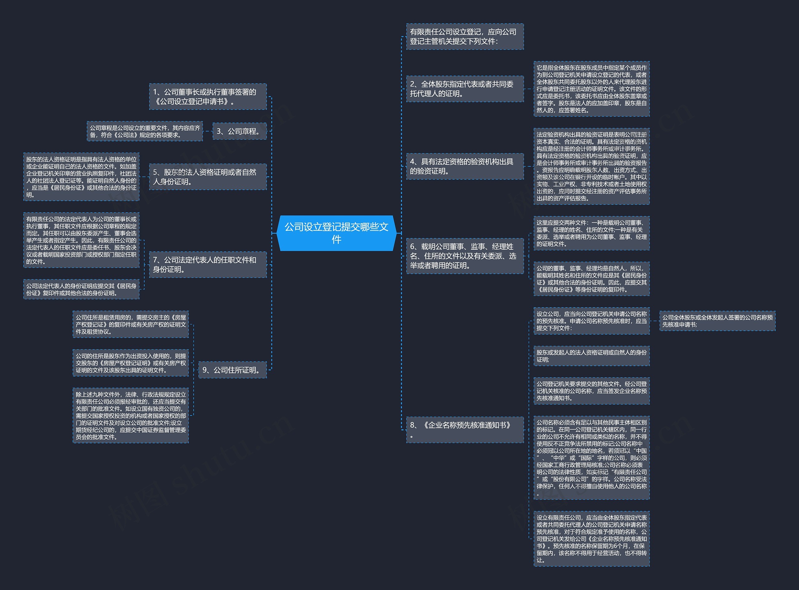 公司设立登记提交哪些文件思维导图