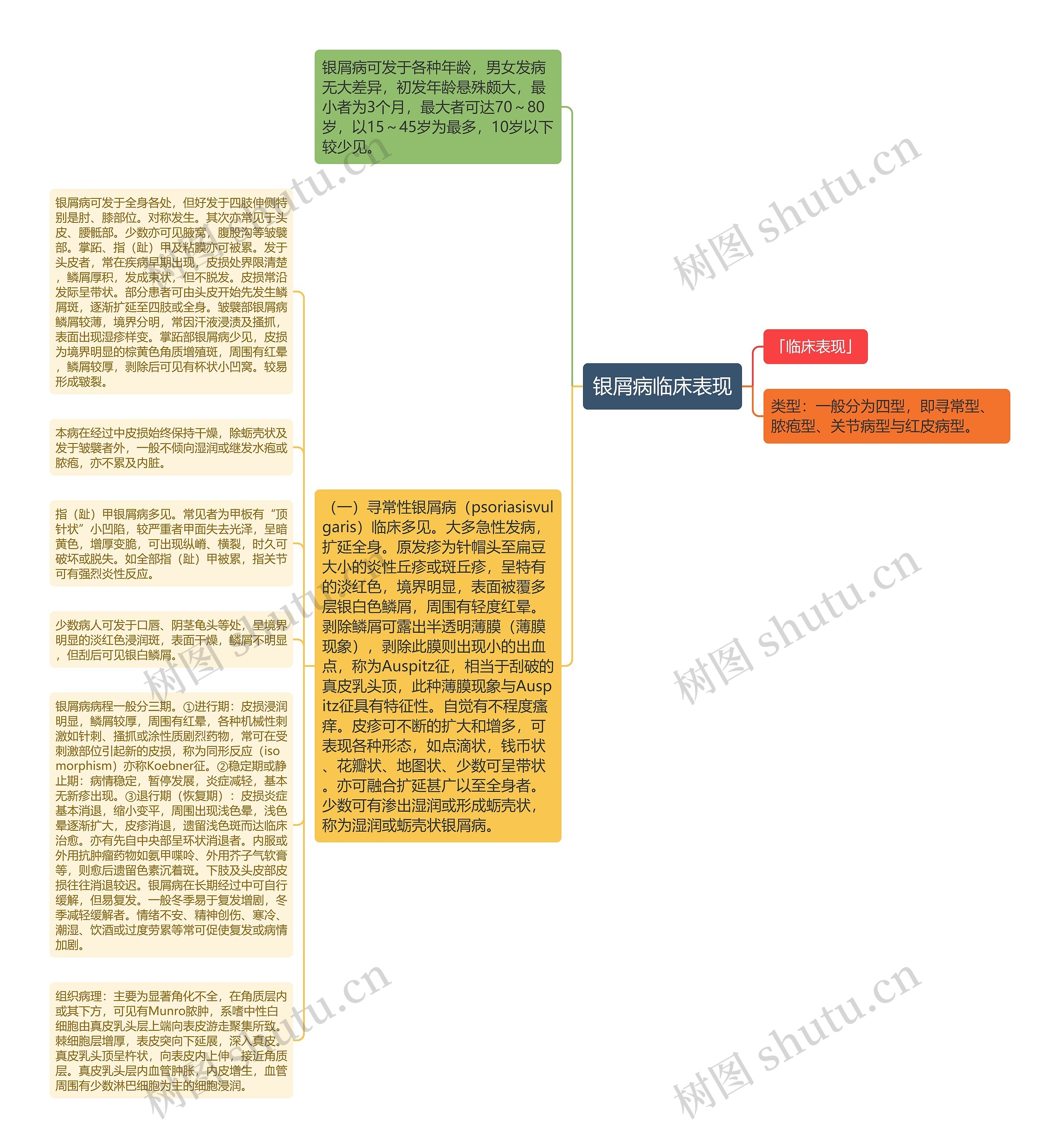 银屑病临床表现思维导图