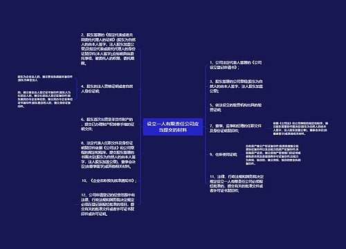 设立一人有限责任公司应当提交的材料