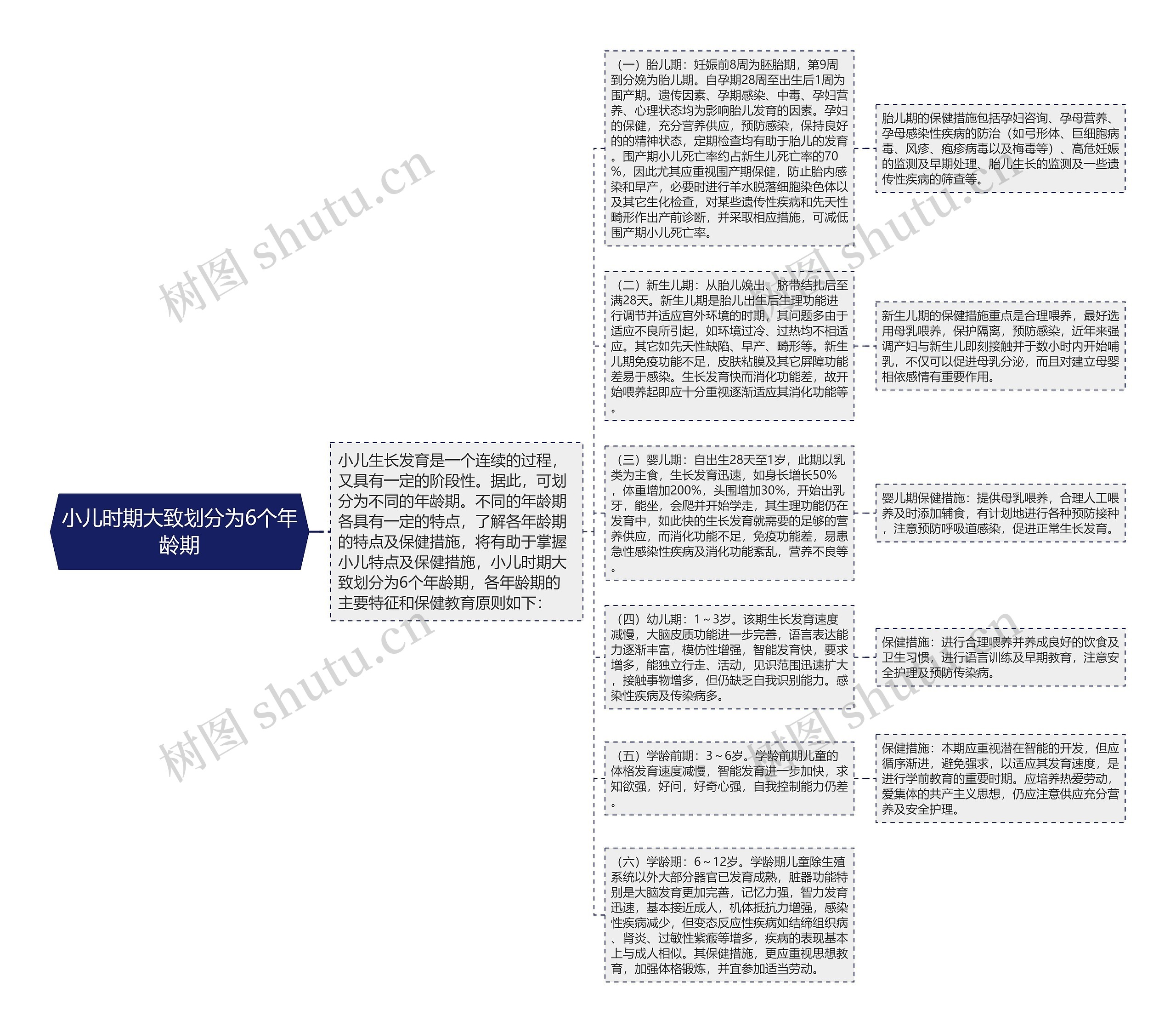 小儿时期大致划分为6个年龄期思维导图