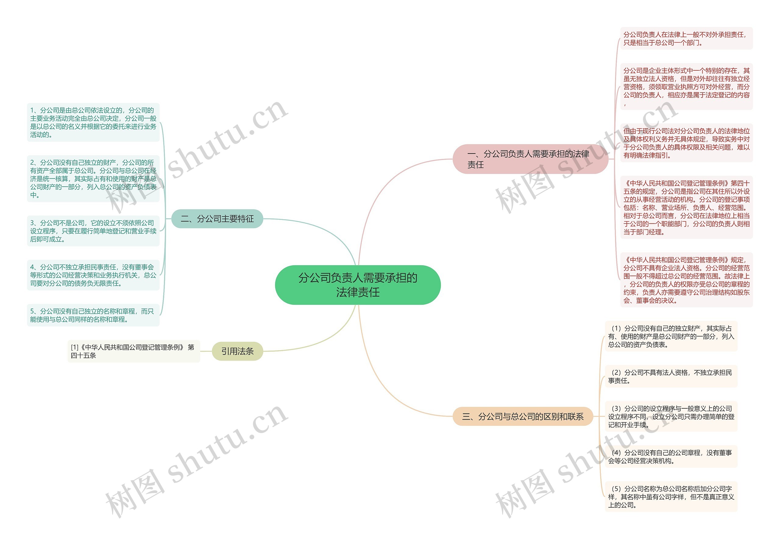 分公司负责人需要承担的法律责任思维导图