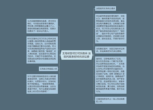 王海状告可口可乐败诉 法院判其承担50元诉讼费