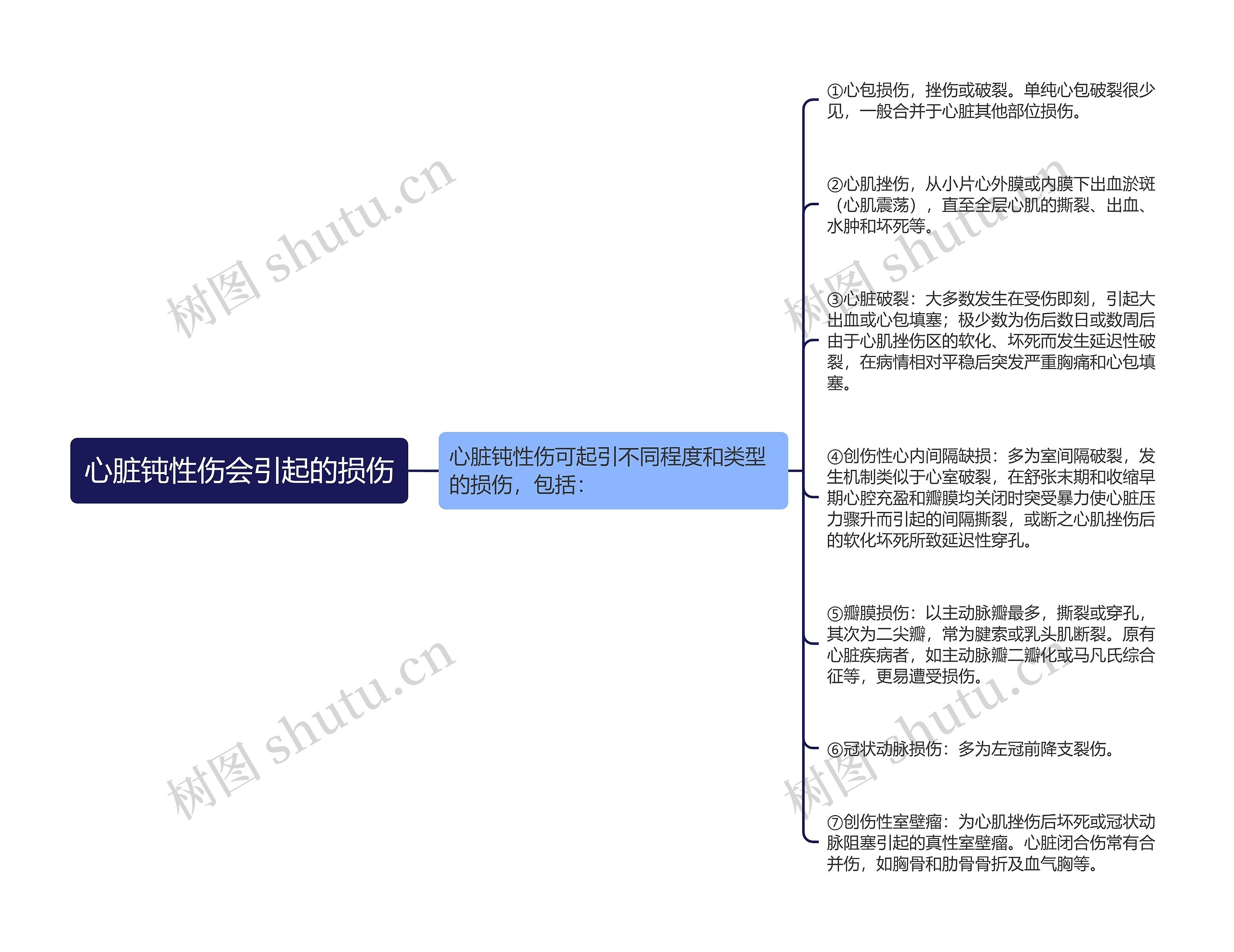 心脏钝性伤会引起的损伤思维导图