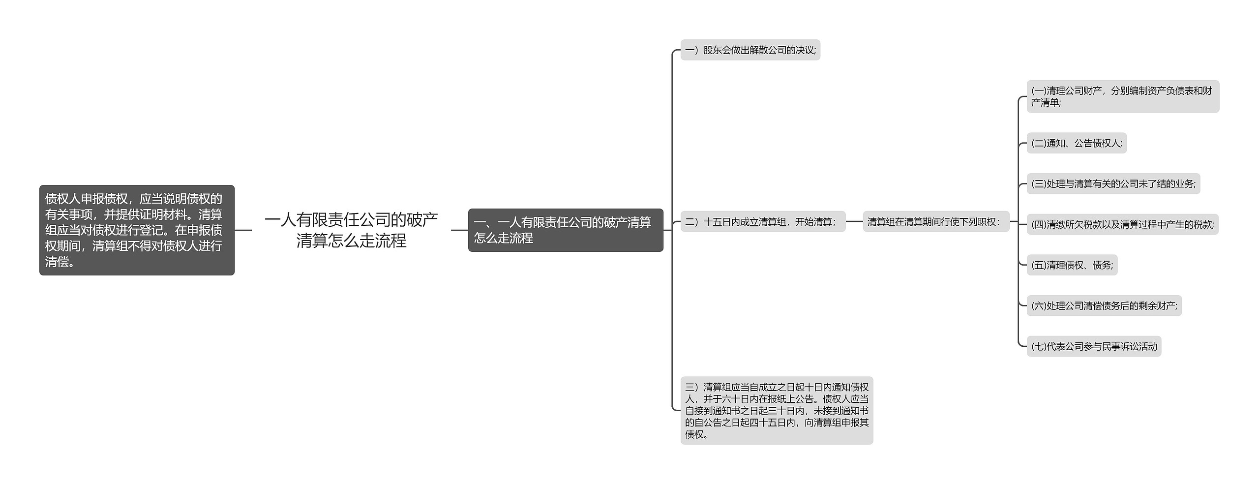 一人有限责任公司的破产清算怎么走流程思维导图