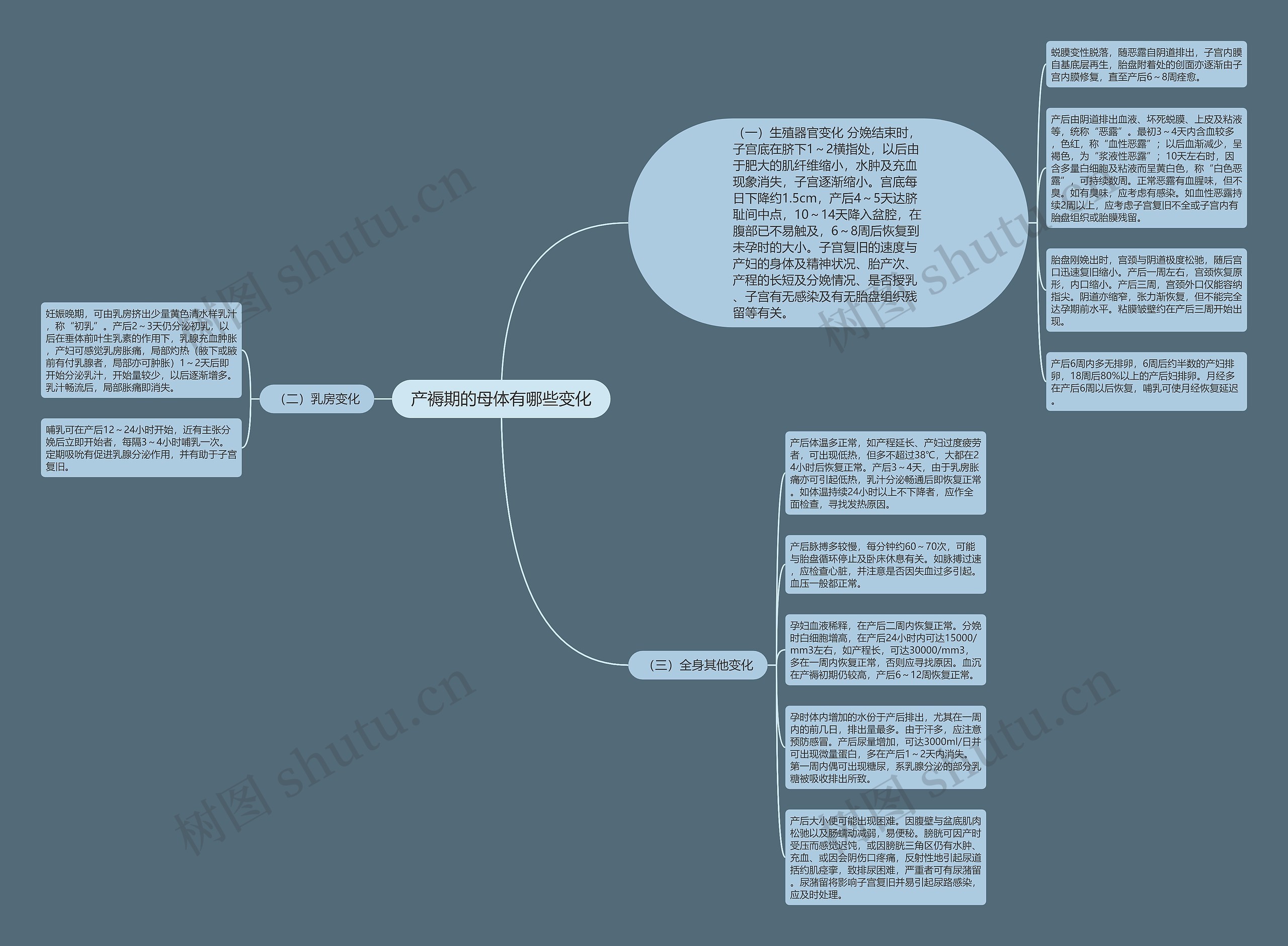 产褥期的母体有哪些变化思维导图