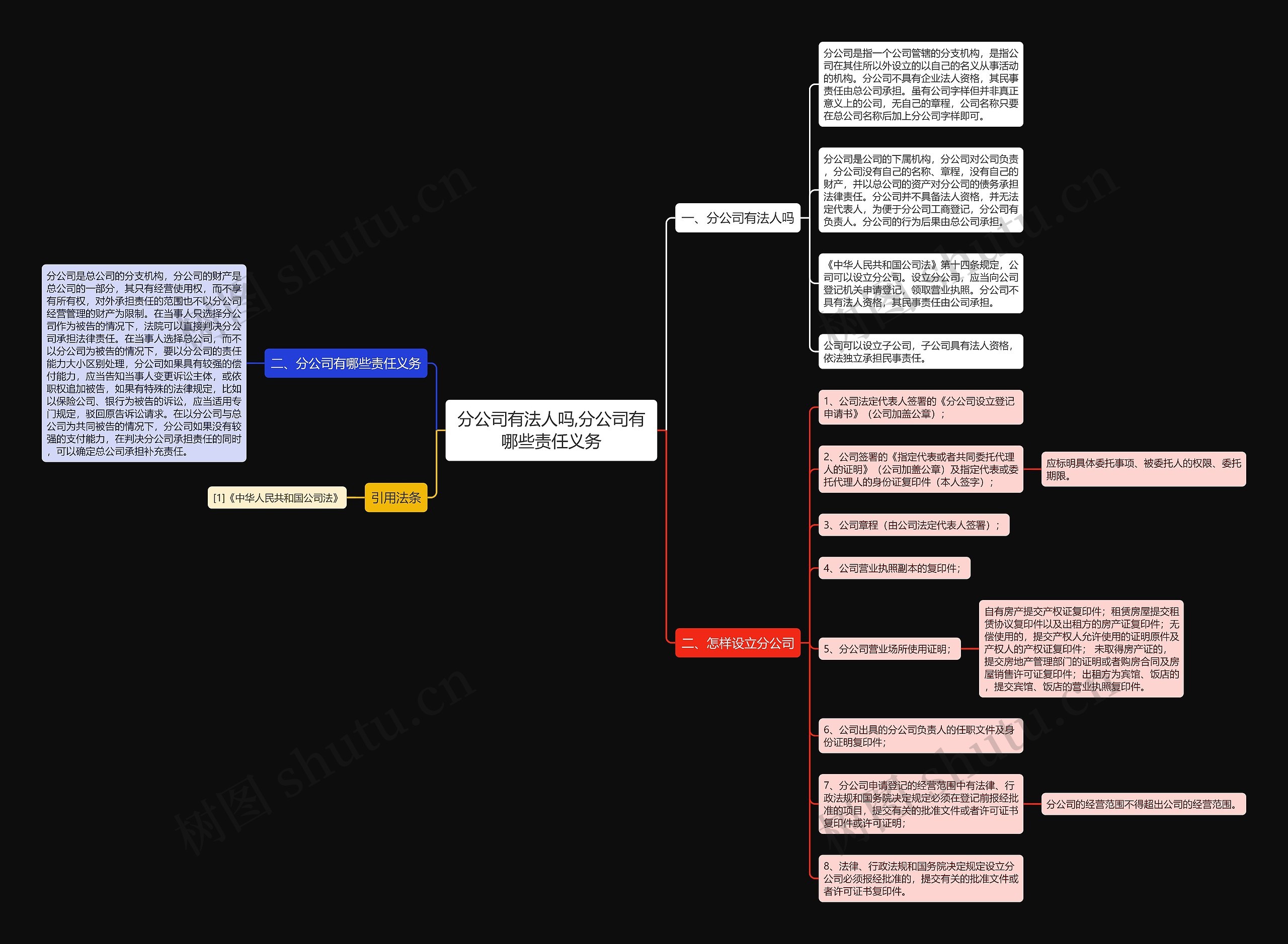 分公司有法人吗,分公司有哪些责任义务思维导图