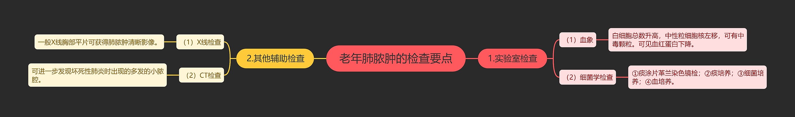 老年肺脓肿的检查要点思维导图