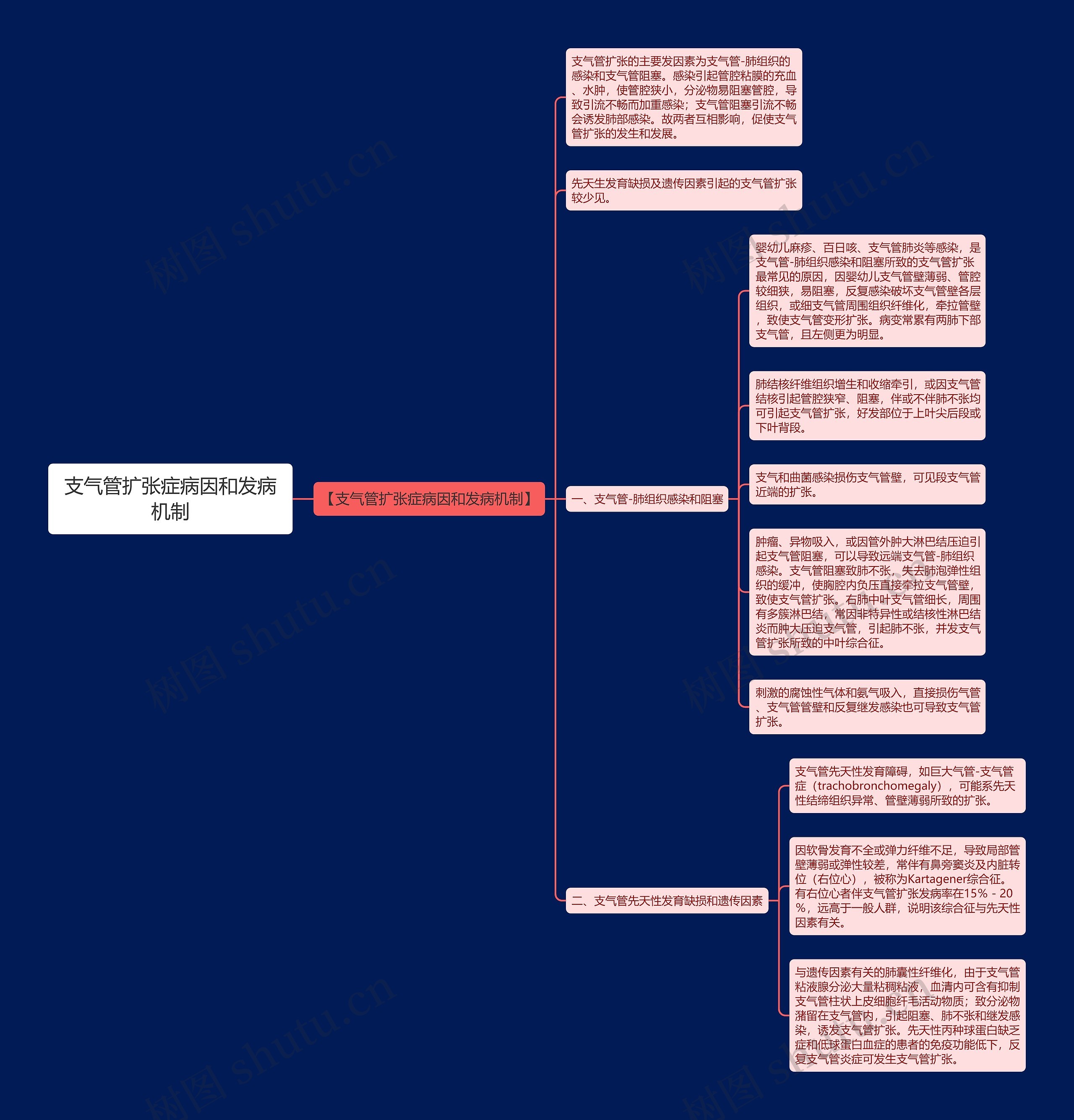 支气管扩张症病因和发病机制思维导图