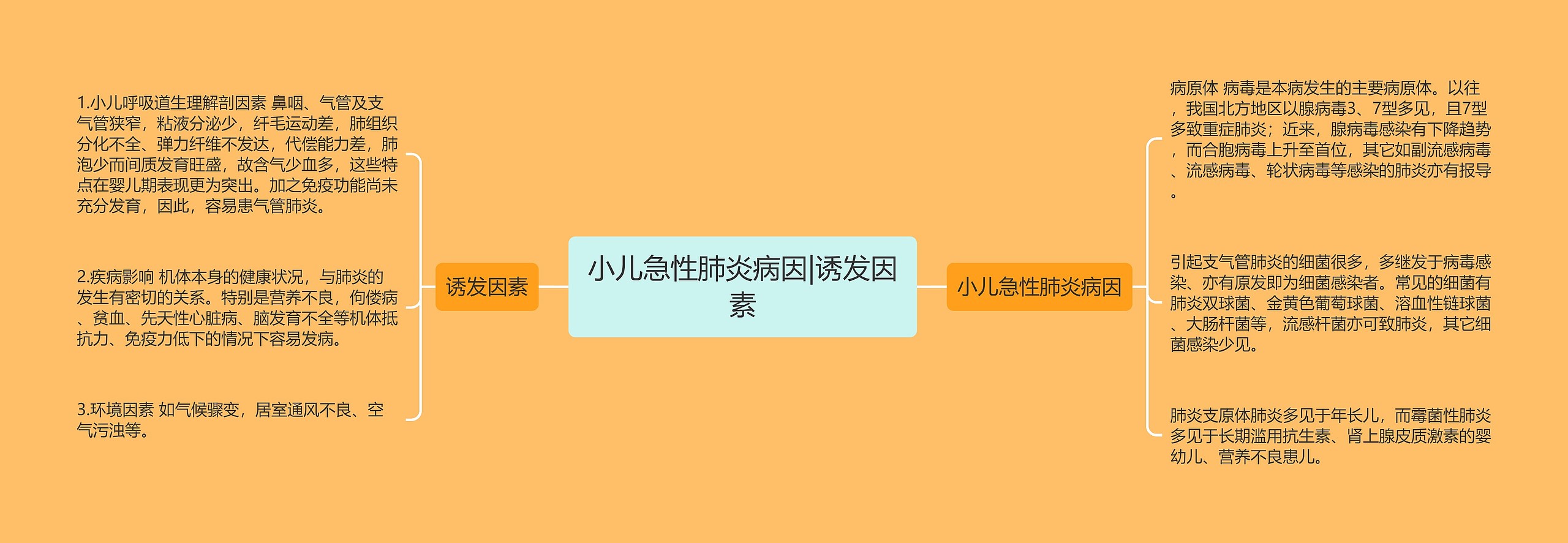 小儿急性肺炎病因|诱发因素思维导图