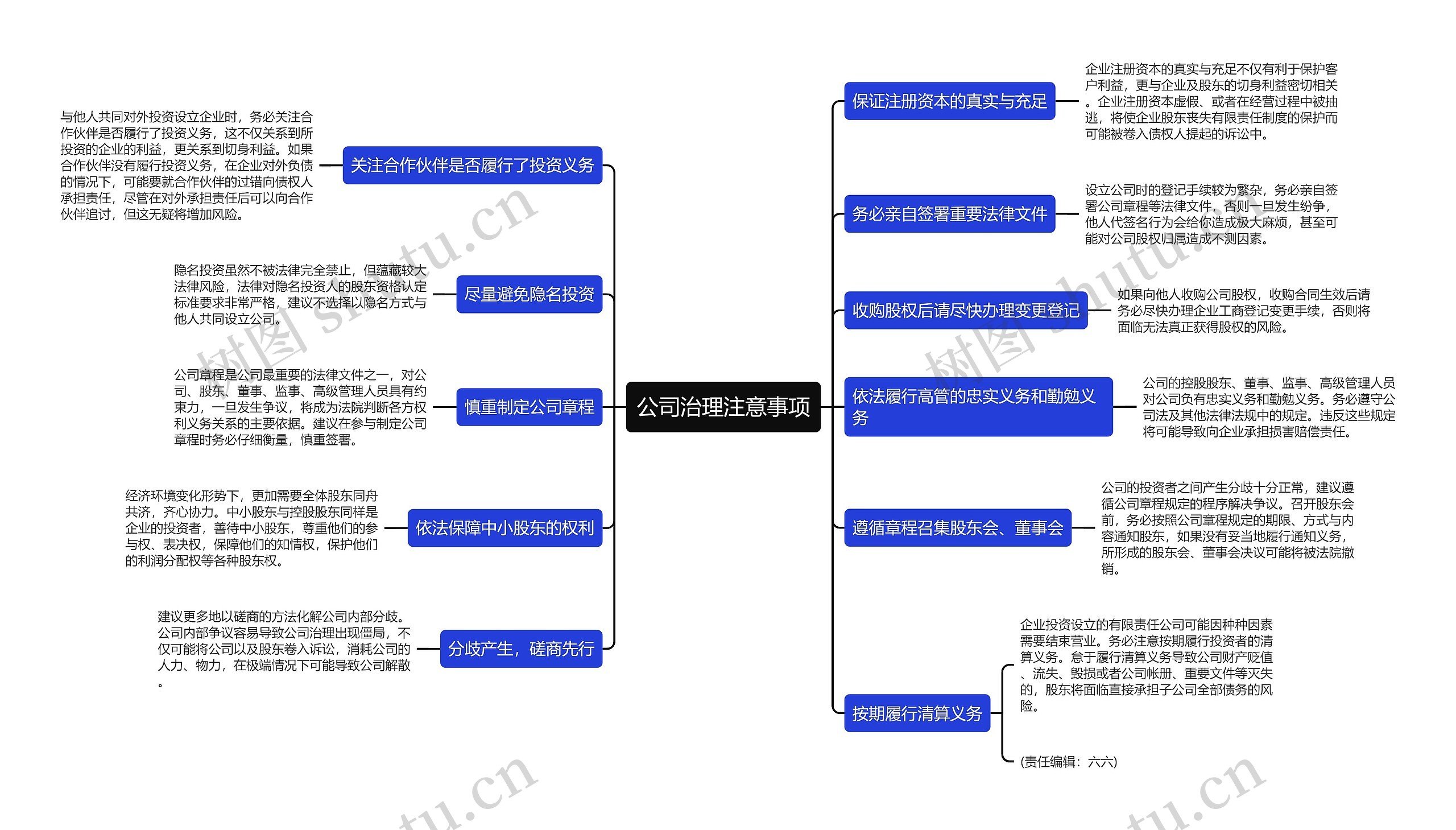 公司治理注意事项思维导图