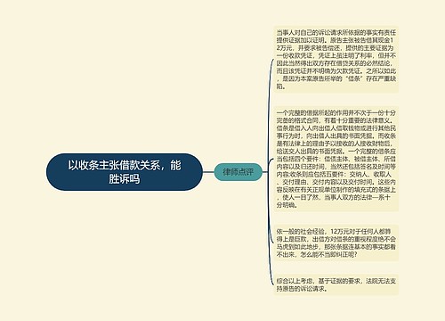 以收条主张借款关系，能胜诉吗