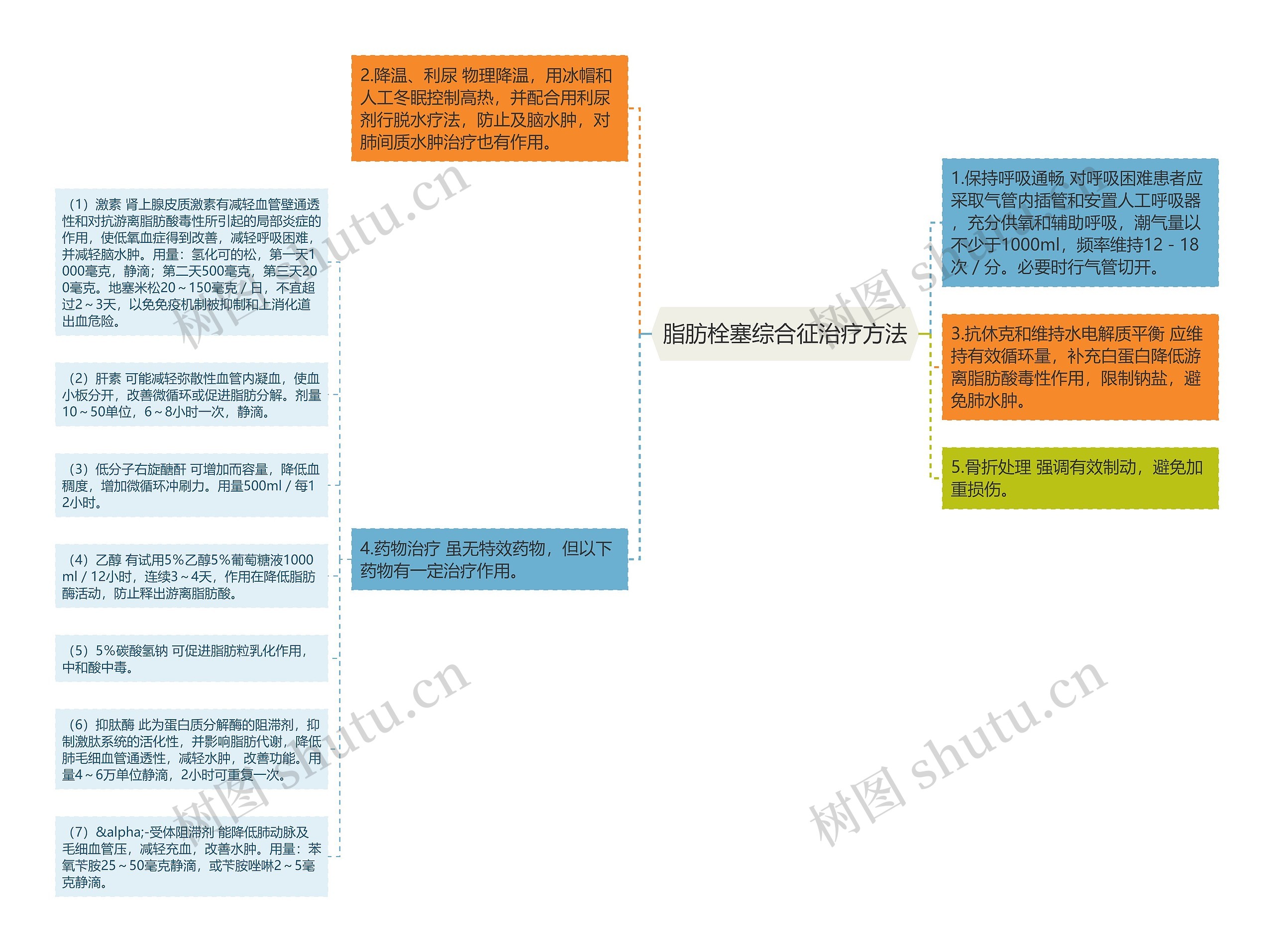 脂肪栓塞综合征治疗方法思维导图