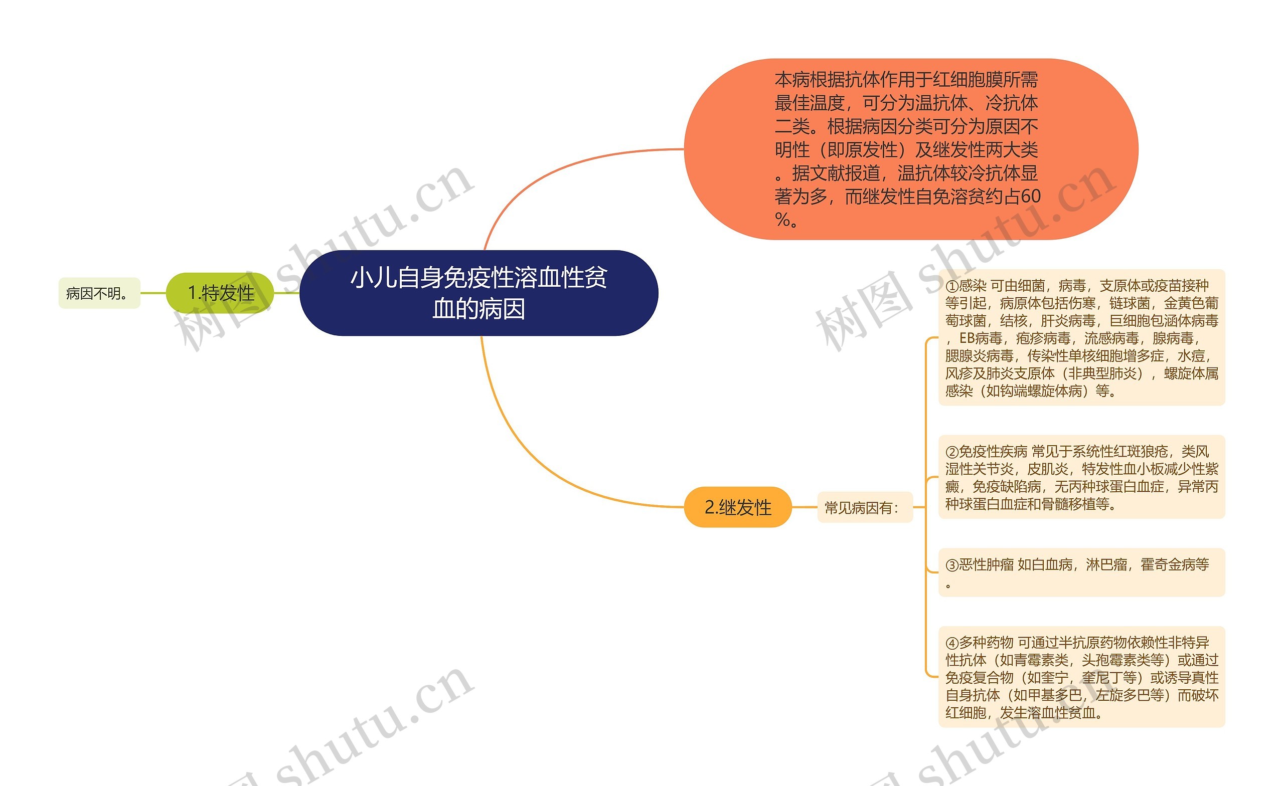 小儿自身免疫性溶血性贫血的病因思维导图