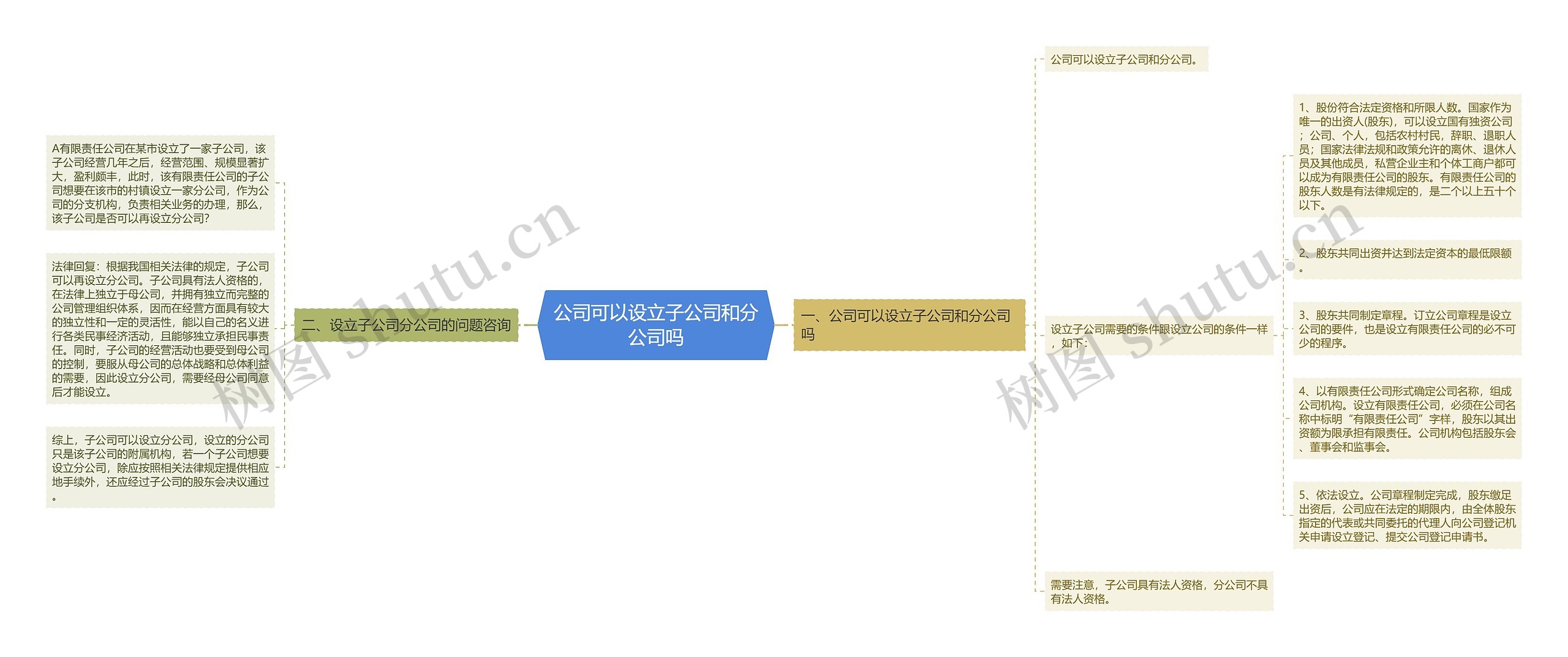 公司可以设立子公司和分公司吗思维导图