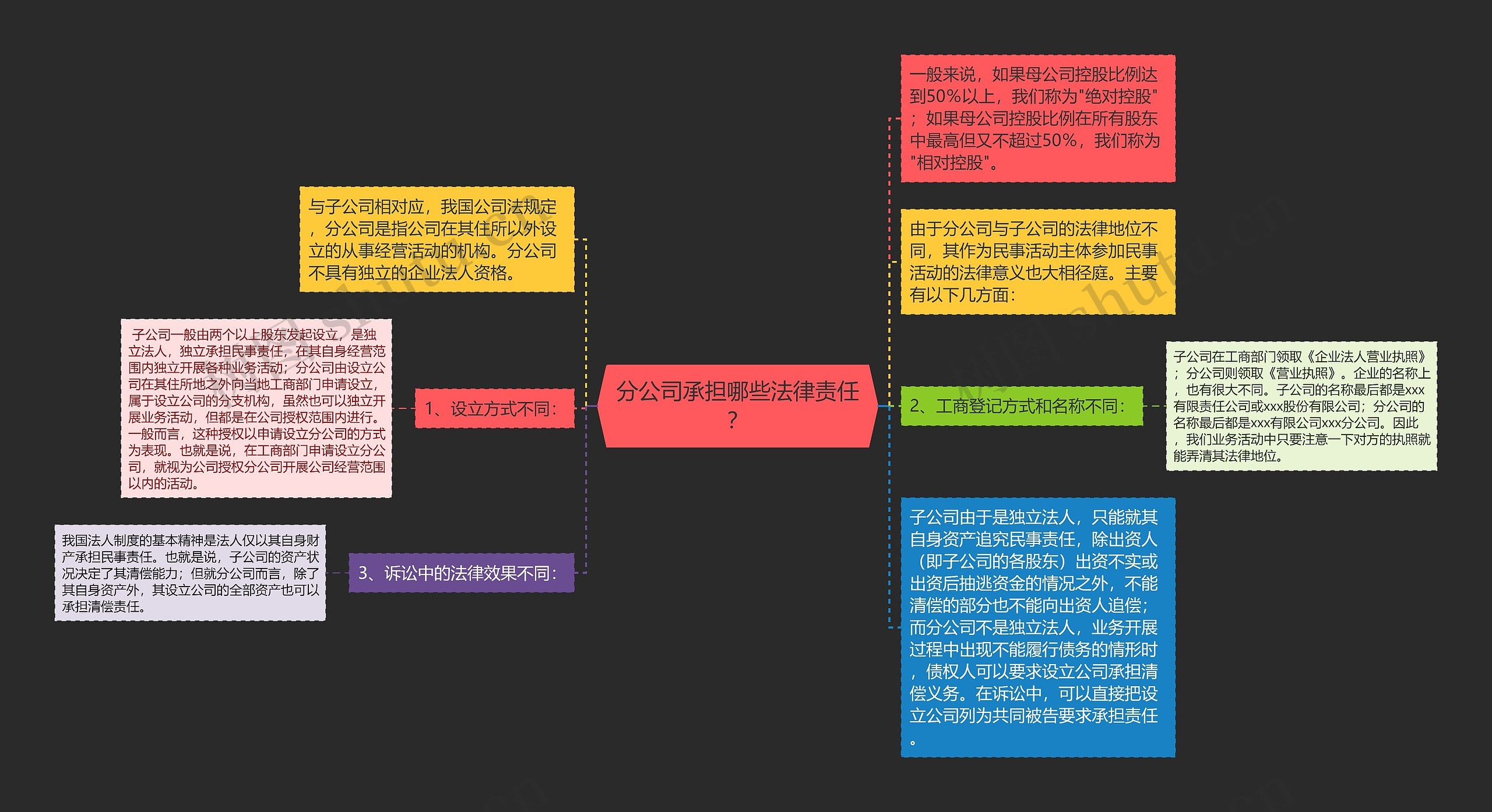 分公司承担哪些法律责任？思维导图