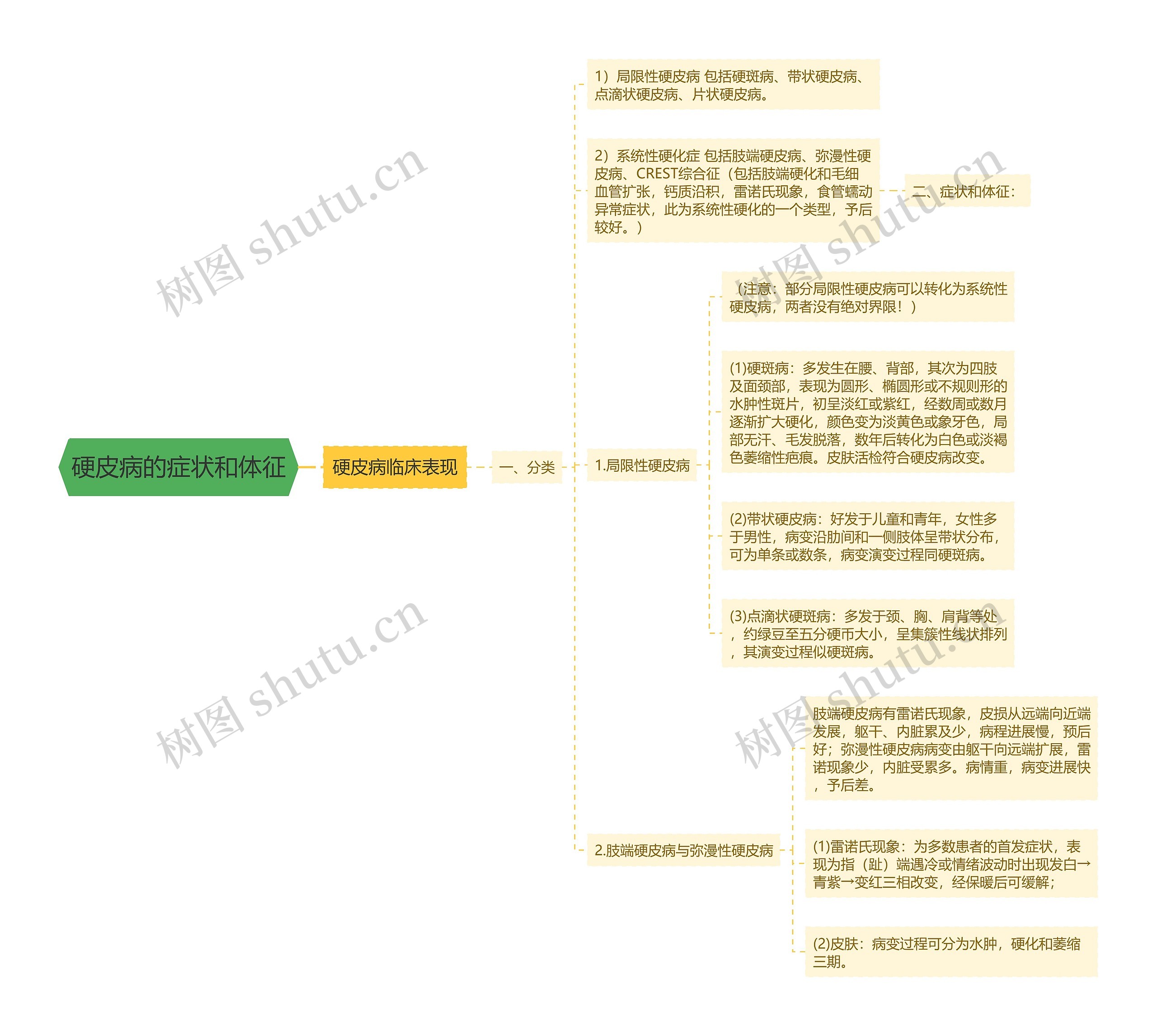 硬皮病的症状和体征思维导图