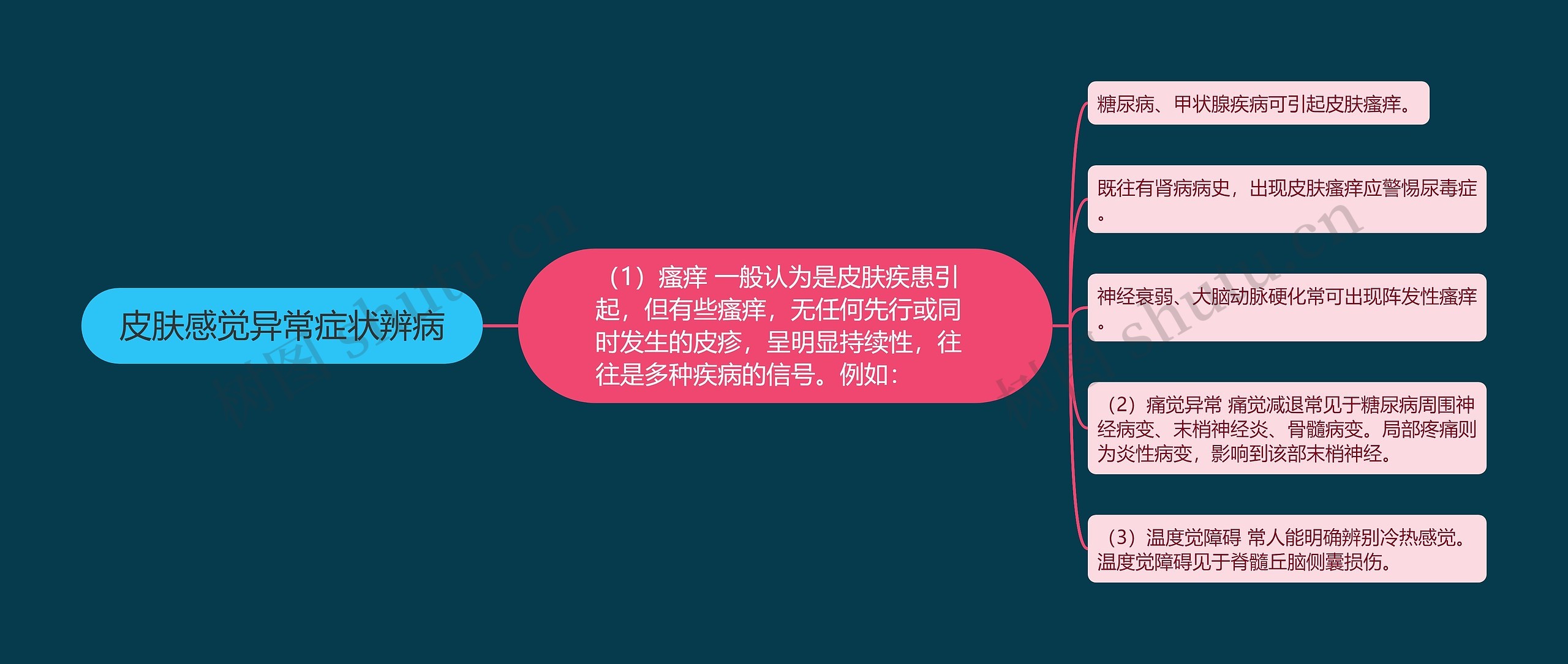 皮肤感觉异常症状辨病思维导图