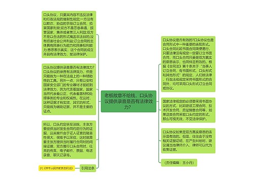 老板故意不给钱，口头协议提供录音是否有法律效力？