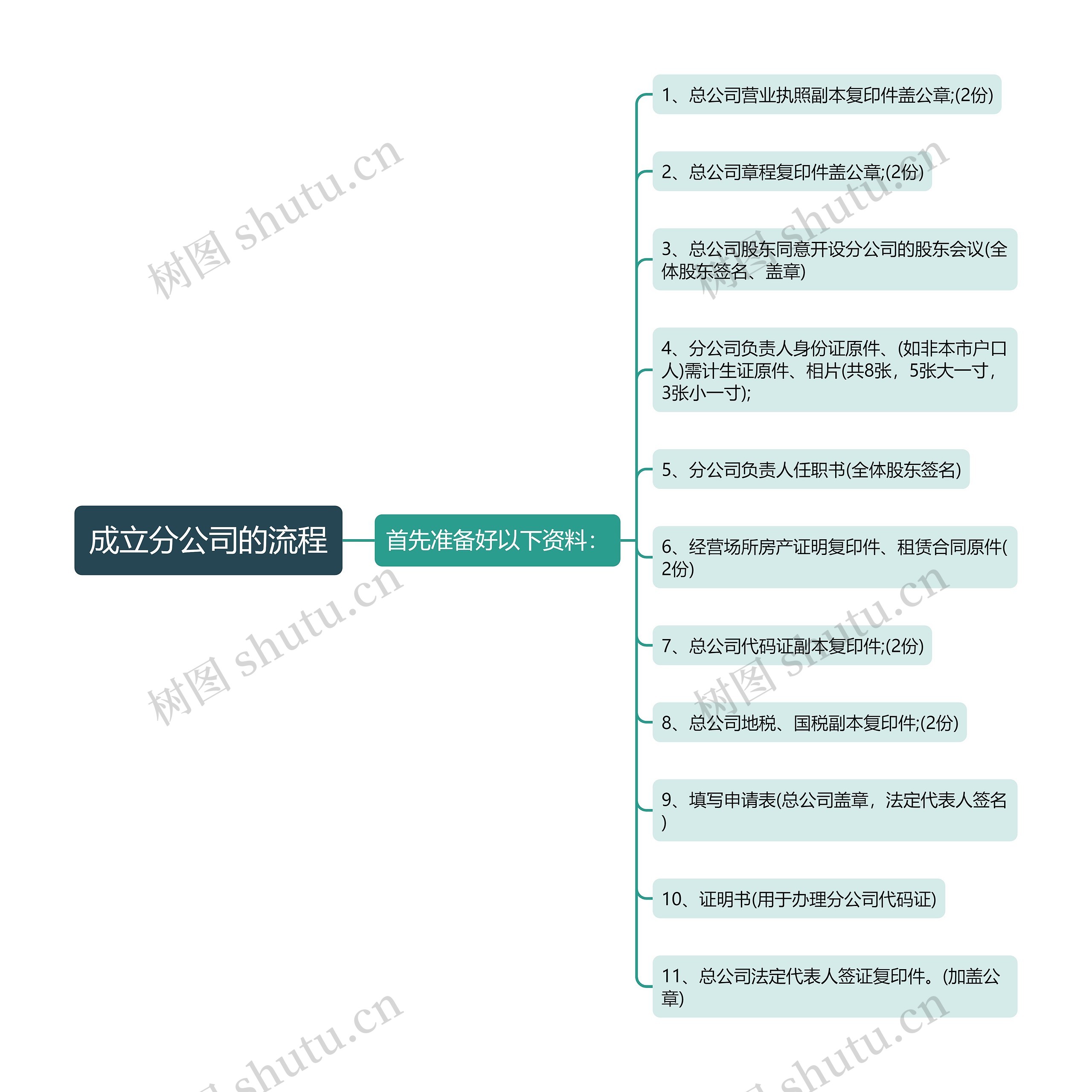 成立分公司的流程思维导图