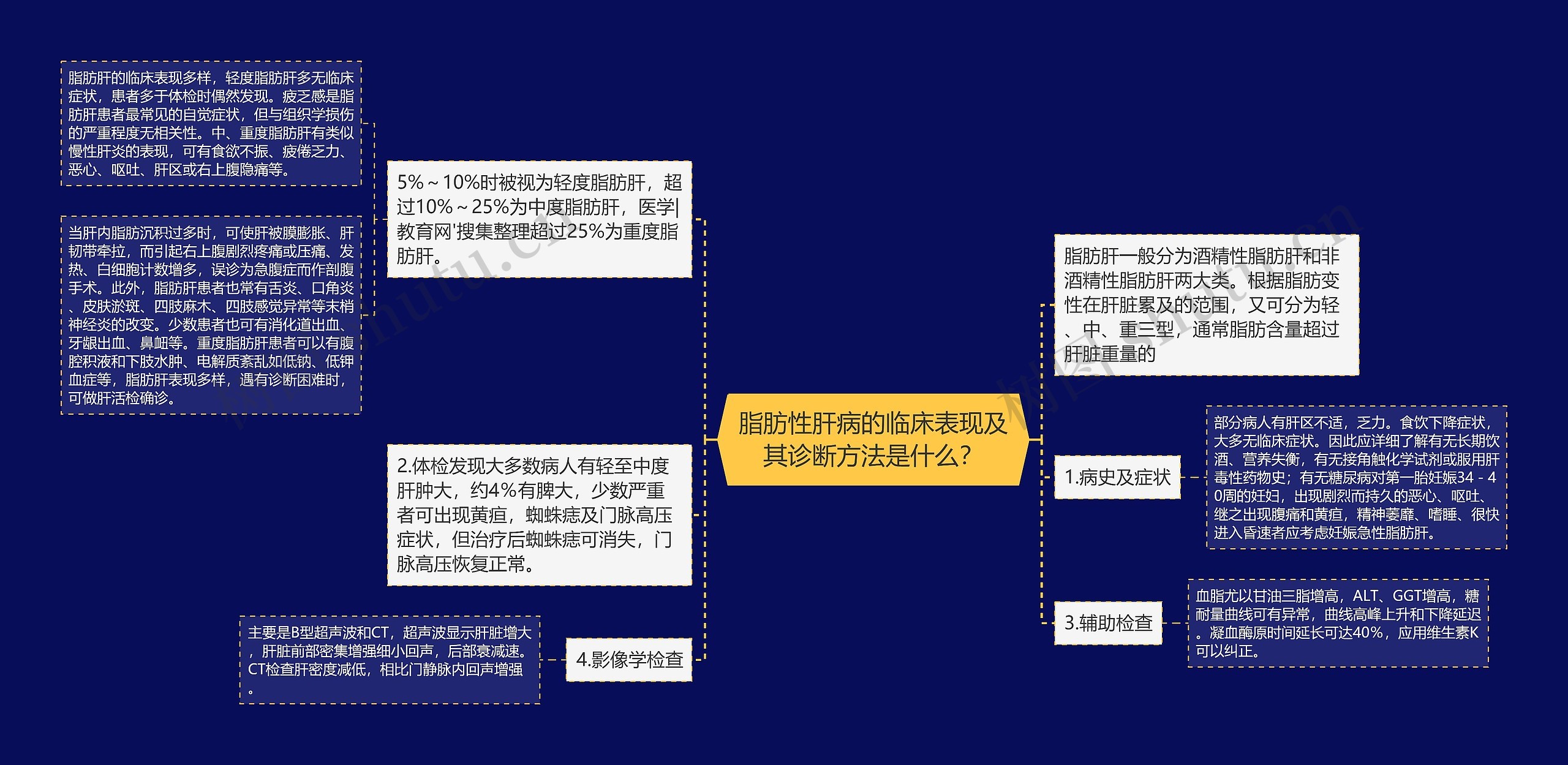 脂肪性肝病的临床表现及其诊断方法是什么？思维导图