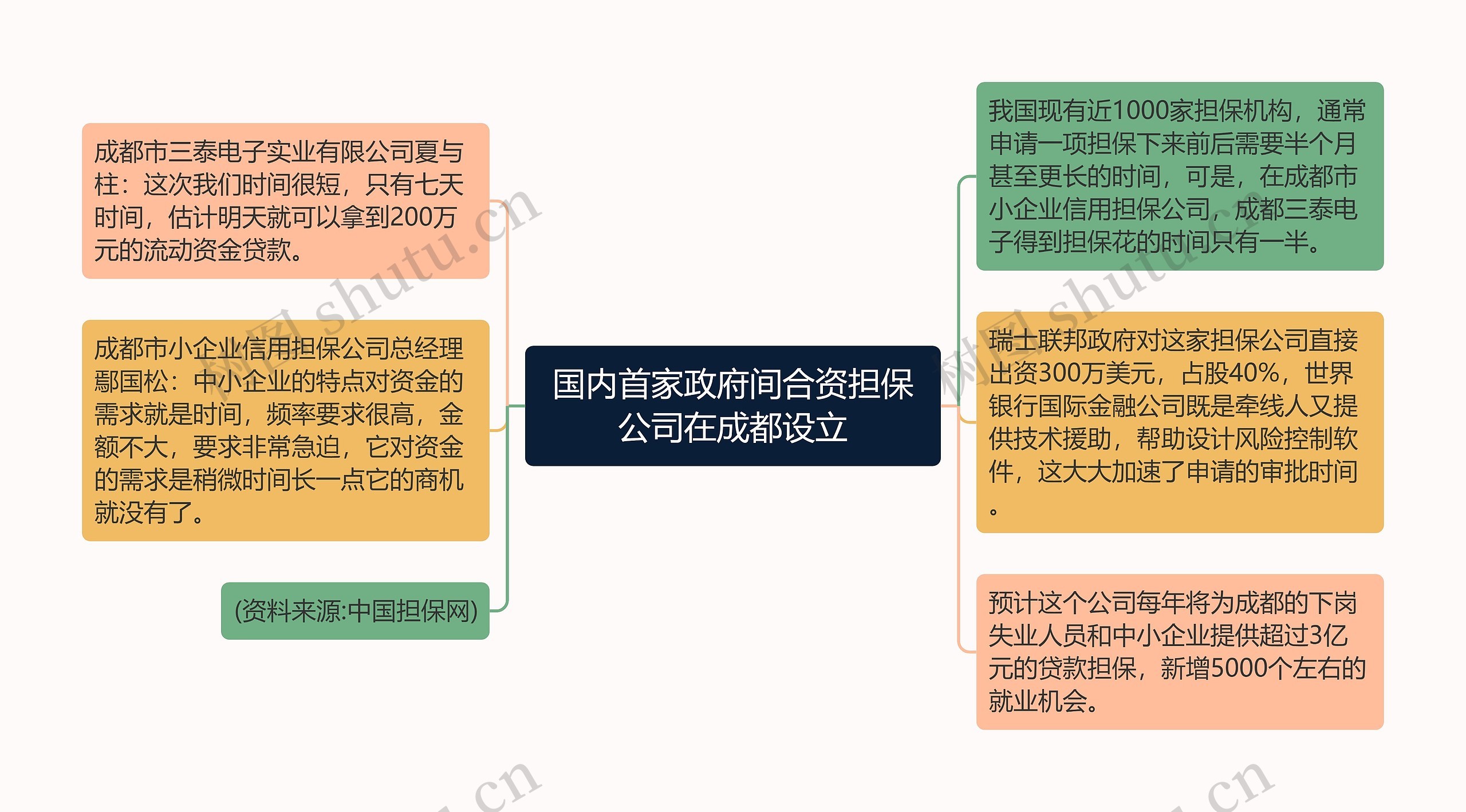 国内首家政府间合资担保公司在成都设立思维导图