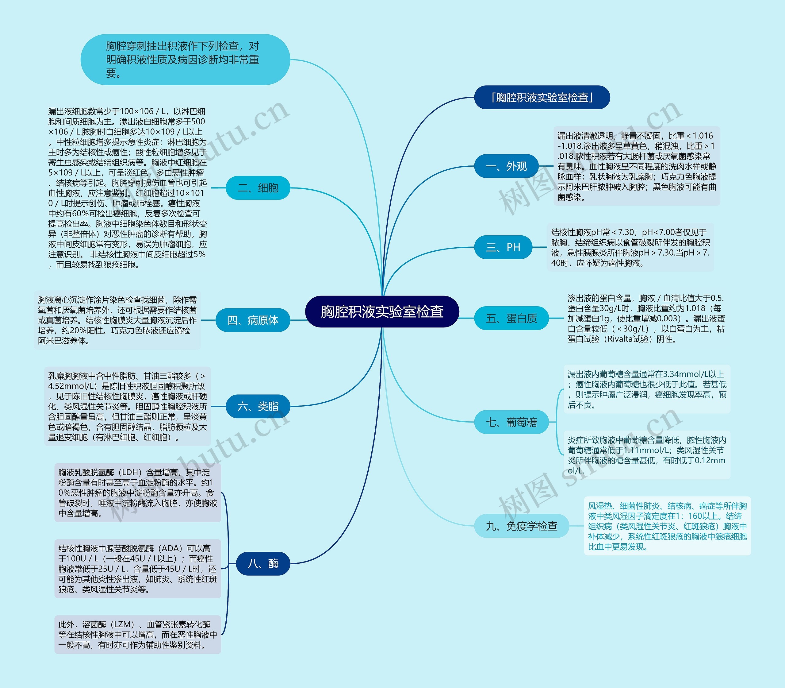 胸腔积液实验室检查思维导图