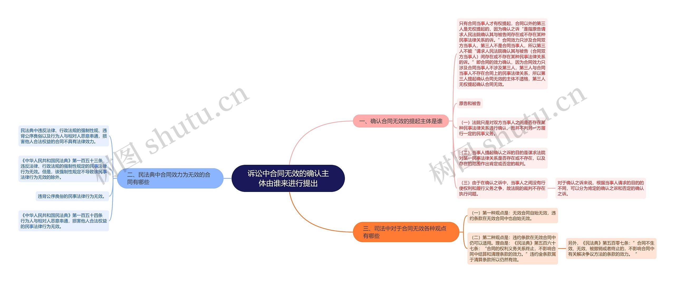 诉讼中合同无效的确认主体由谁来进行提出思维导图