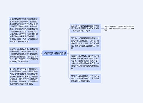 如何转卖特许加盟权