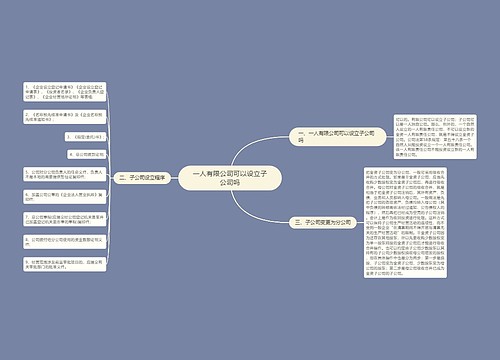 一人有限公司可以设立子公司吗