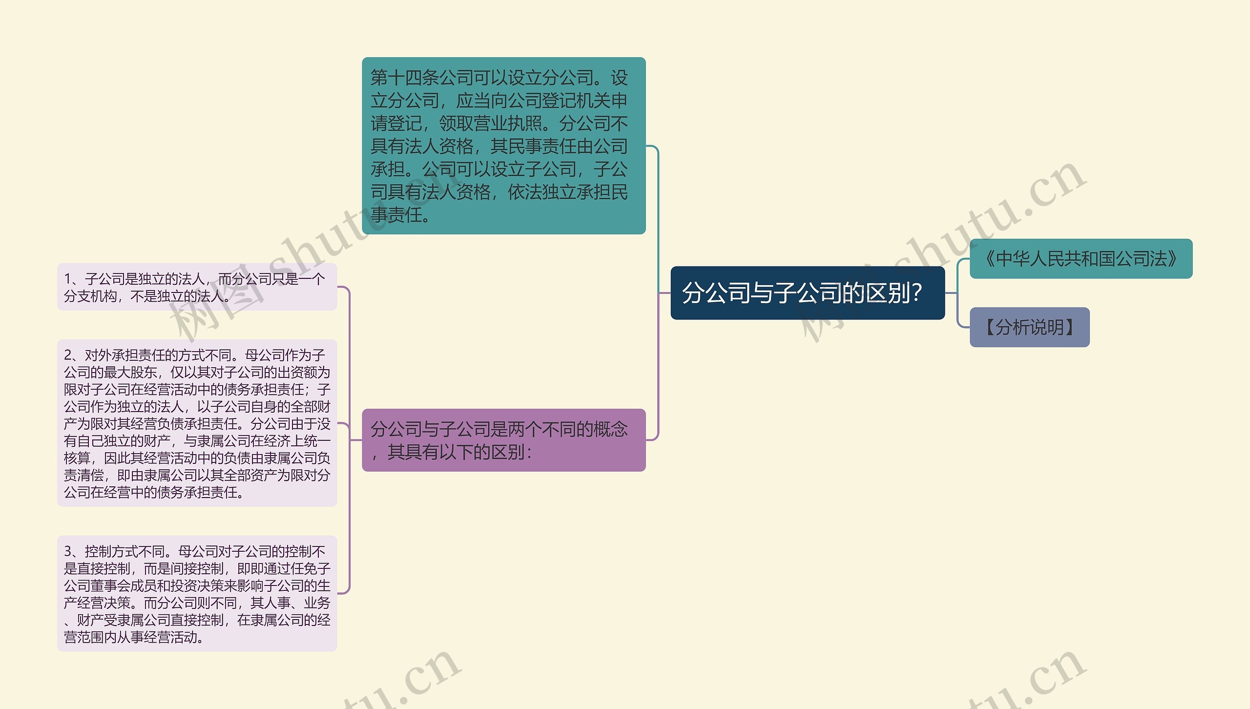 分公司与子公司的区别？思维导图