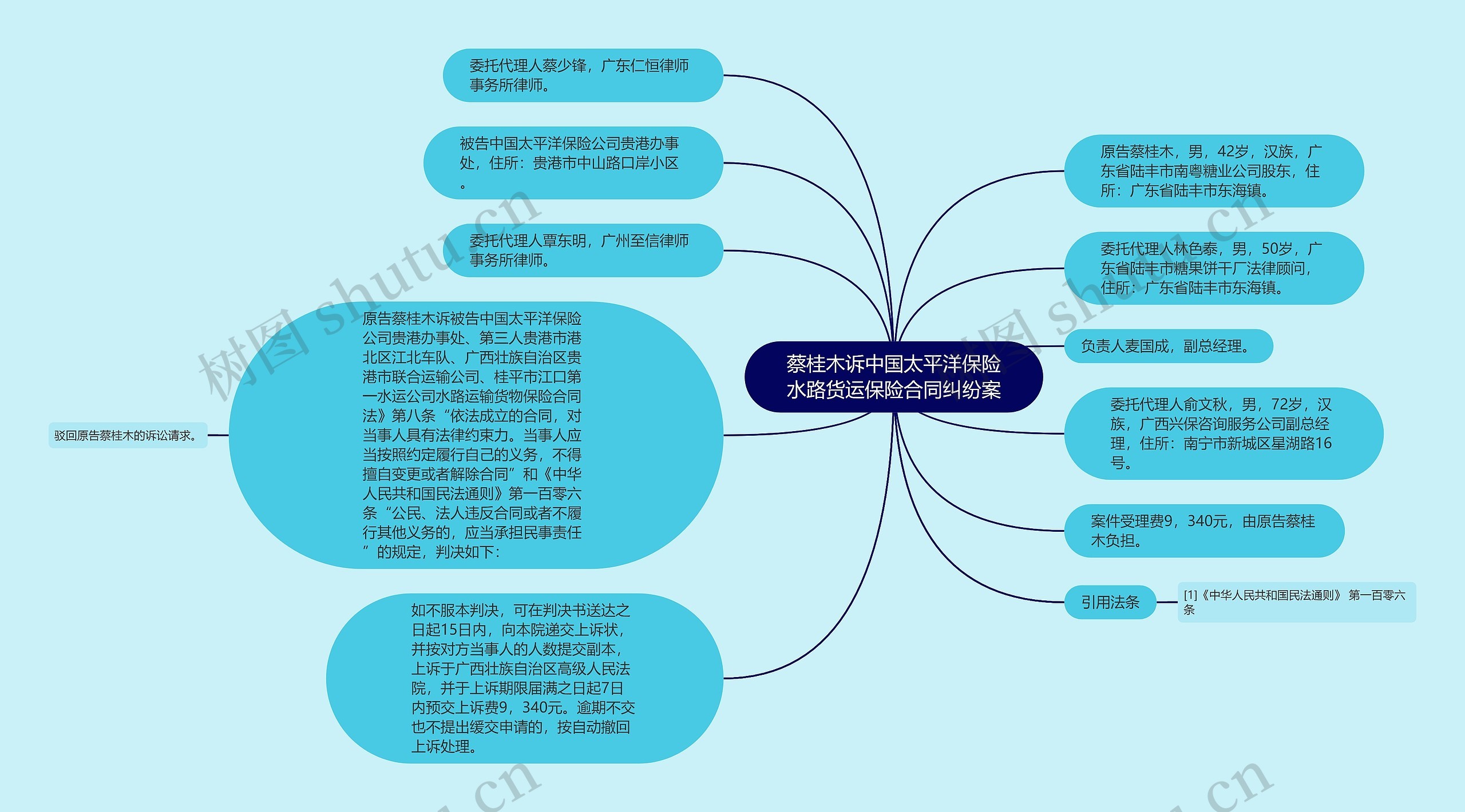 蔡桂木诉中国太平洋保险水路货运保险合同纠纷案思维导图