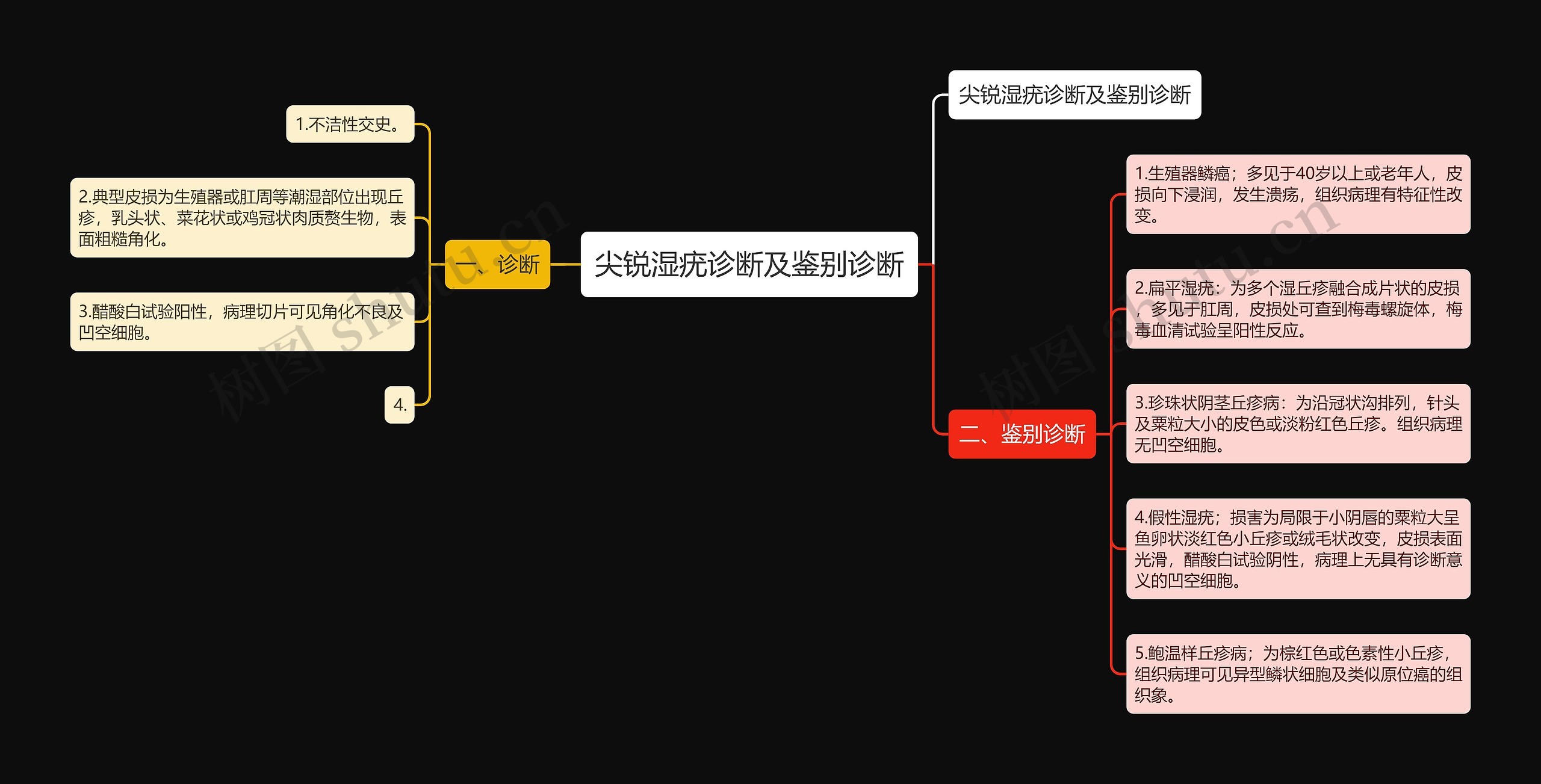 尖锐湿疣诊断及鉴别诊断思维导图