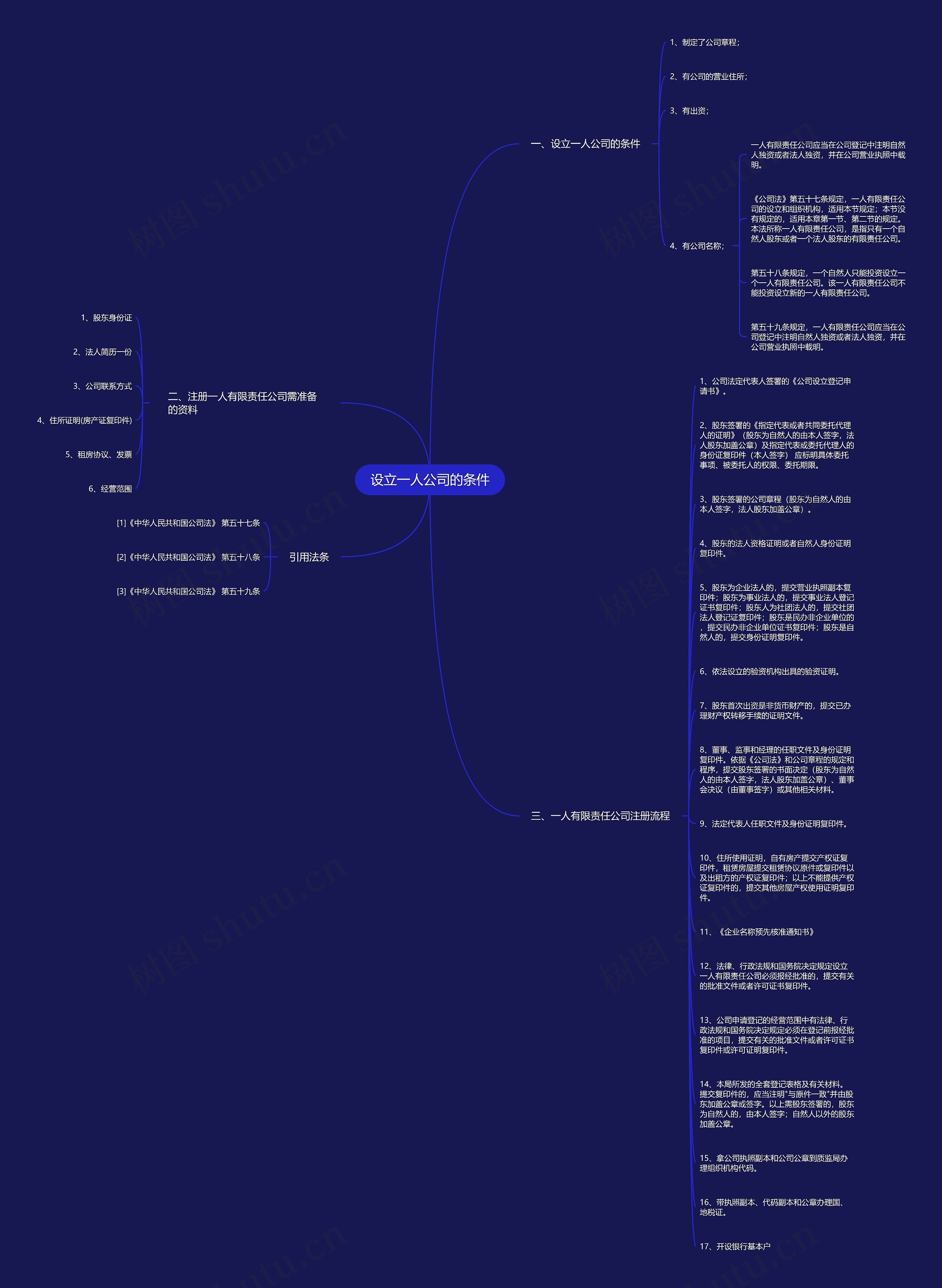 设立一人公司的条件思维导图