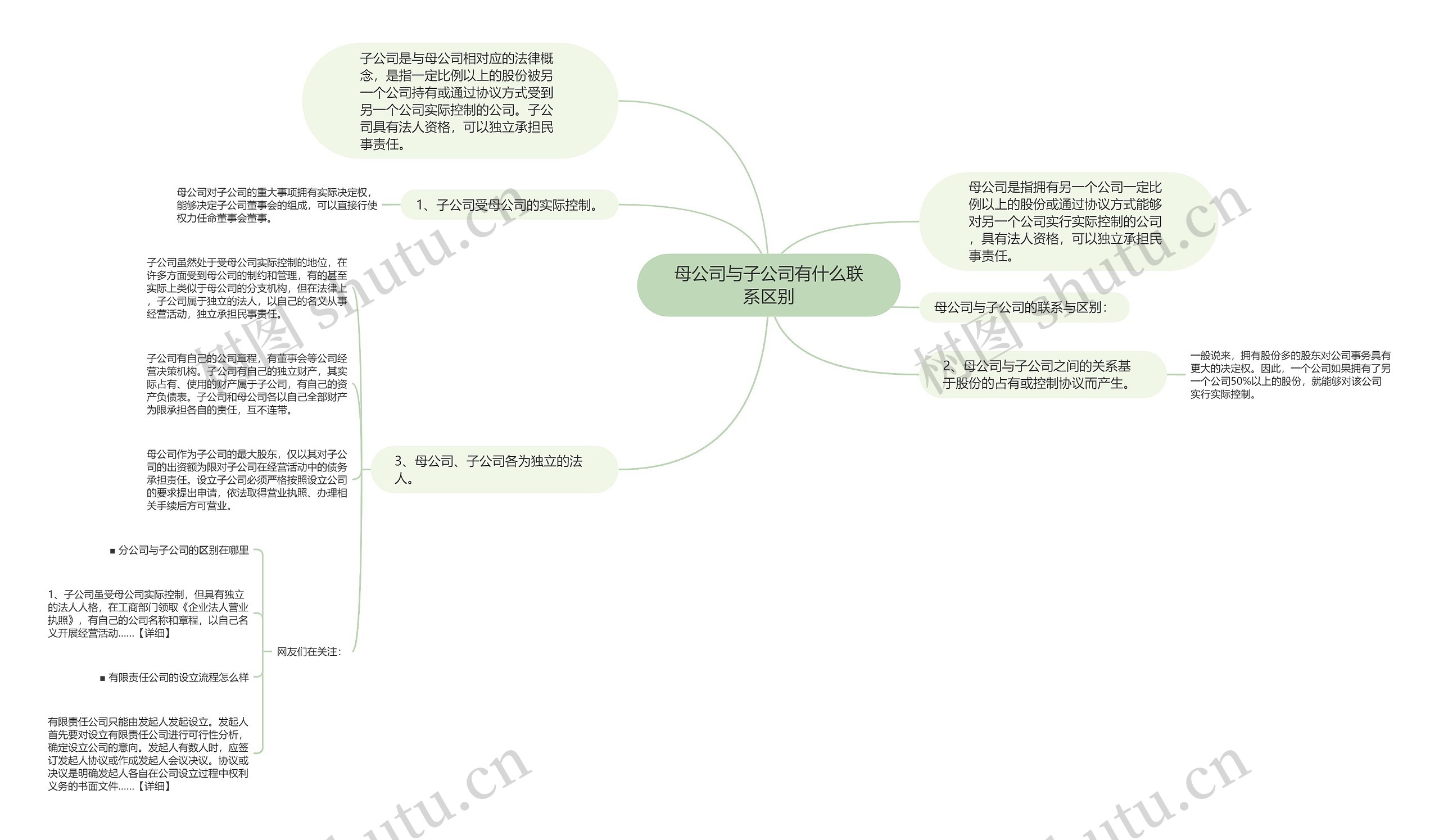 母公司与子公司有什么联系区别思维导图