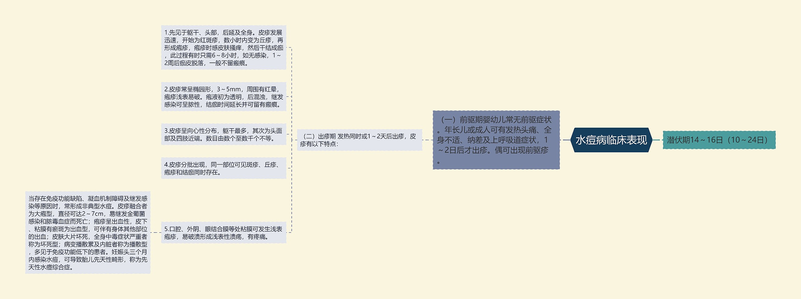 水痘病临床表现思维导图