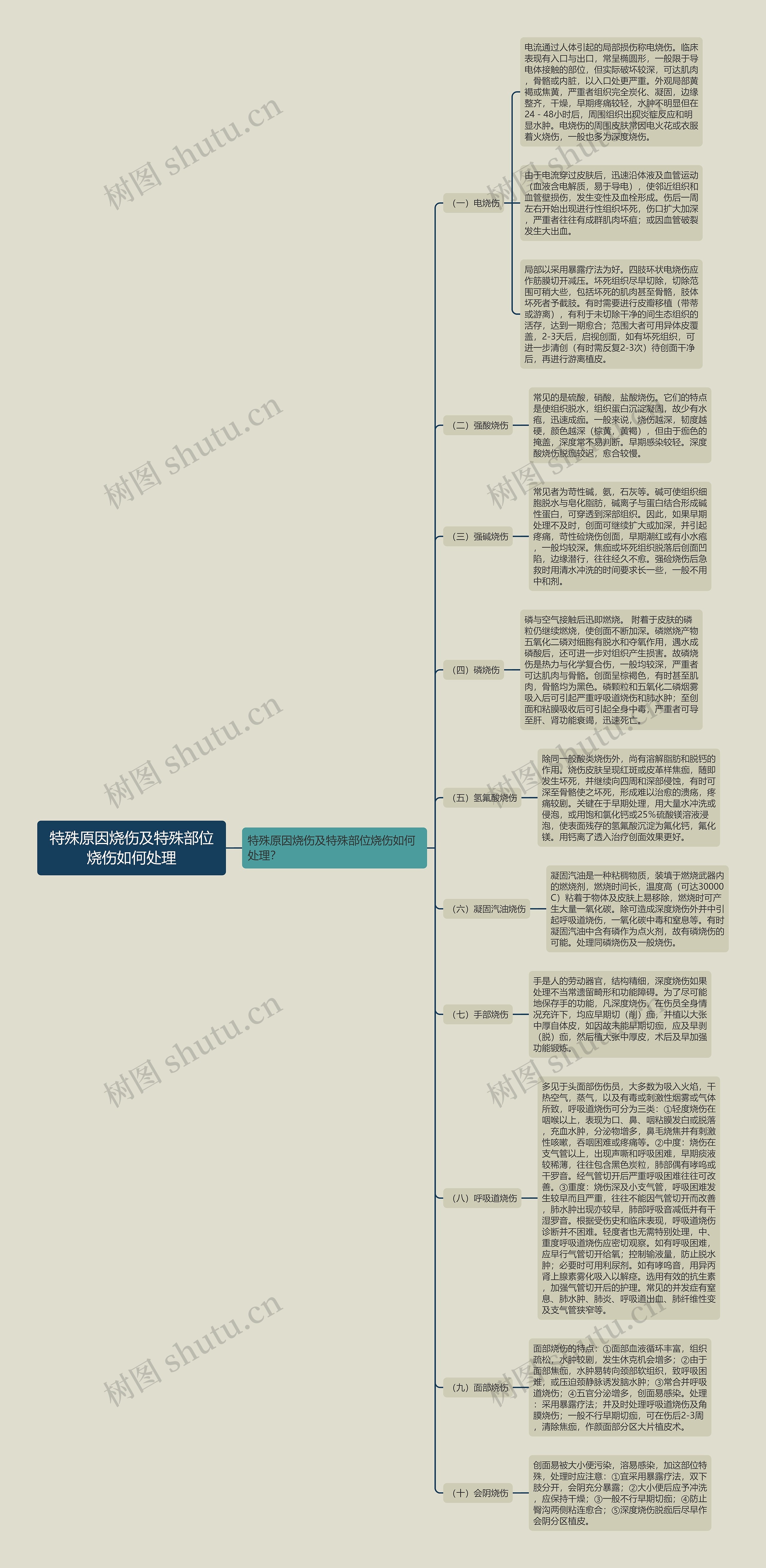 特殊原因烧伤及特殊部位烧伤如何处理思维导图